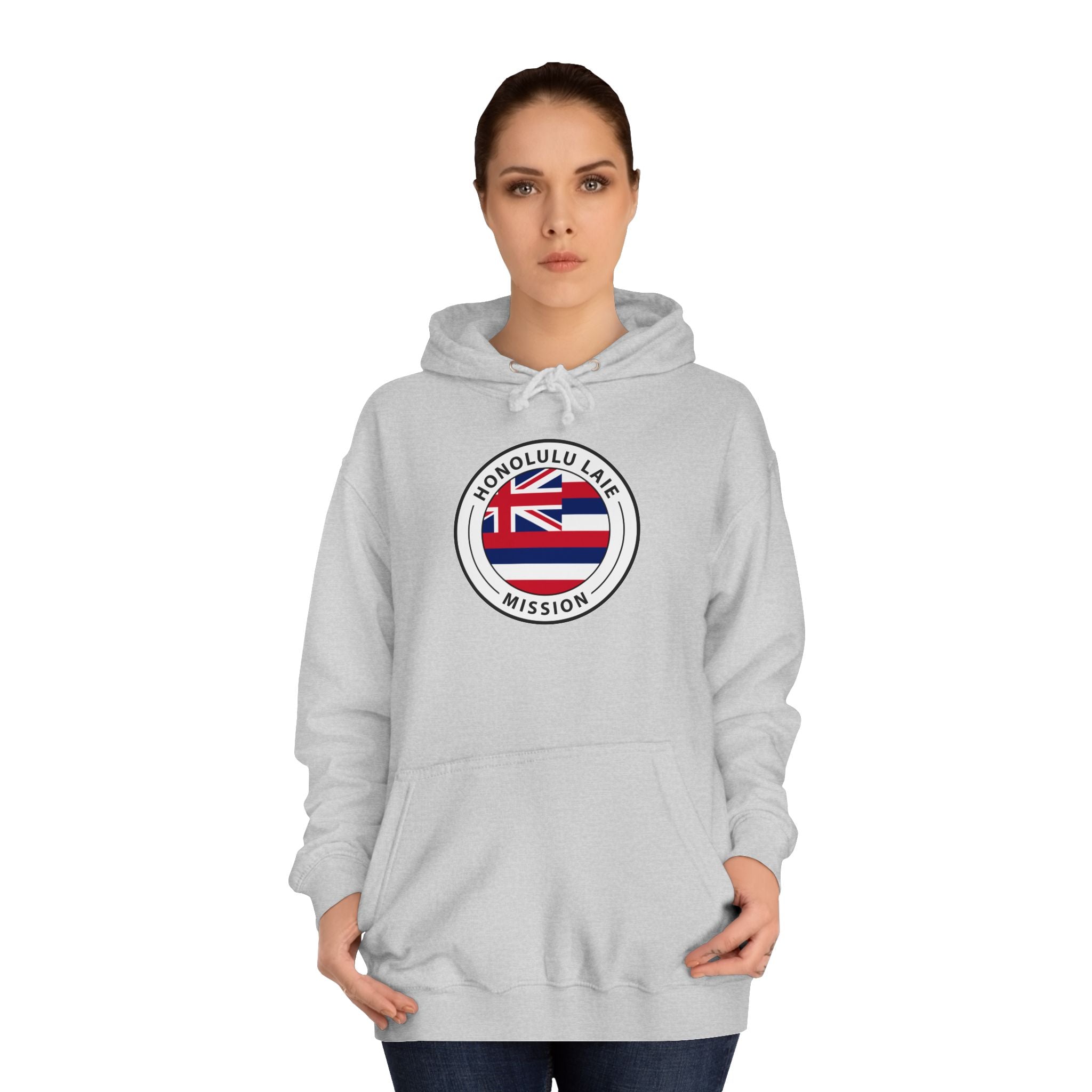 Hawaii Laie Mission State Flag Logo (White Border) College Hoodie - Mission Wishlist - LDS Missionary Gift Store