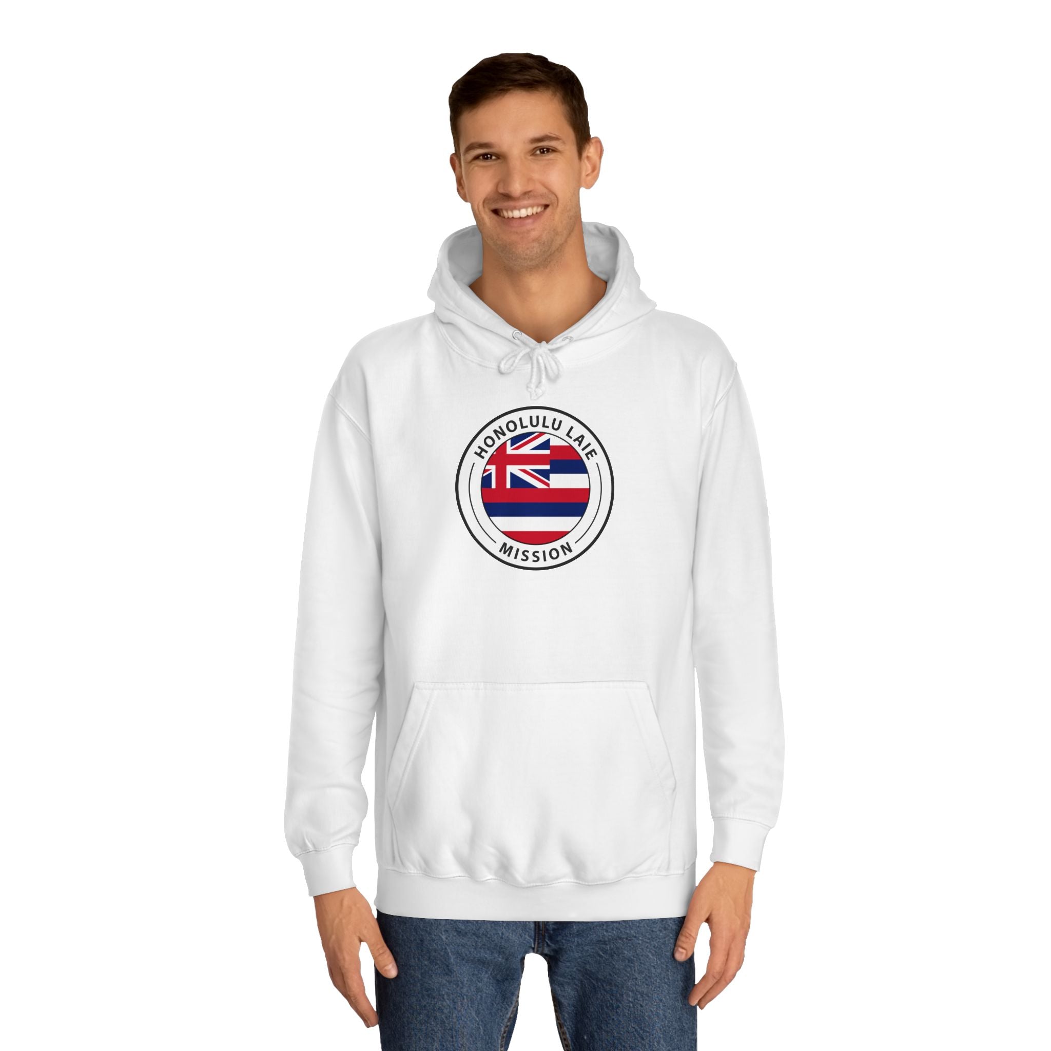 Hawaii Laie Mission State Flag Logo (White Border) College Hoodie - Mission Wishlist - LDS Missionary Gift Store