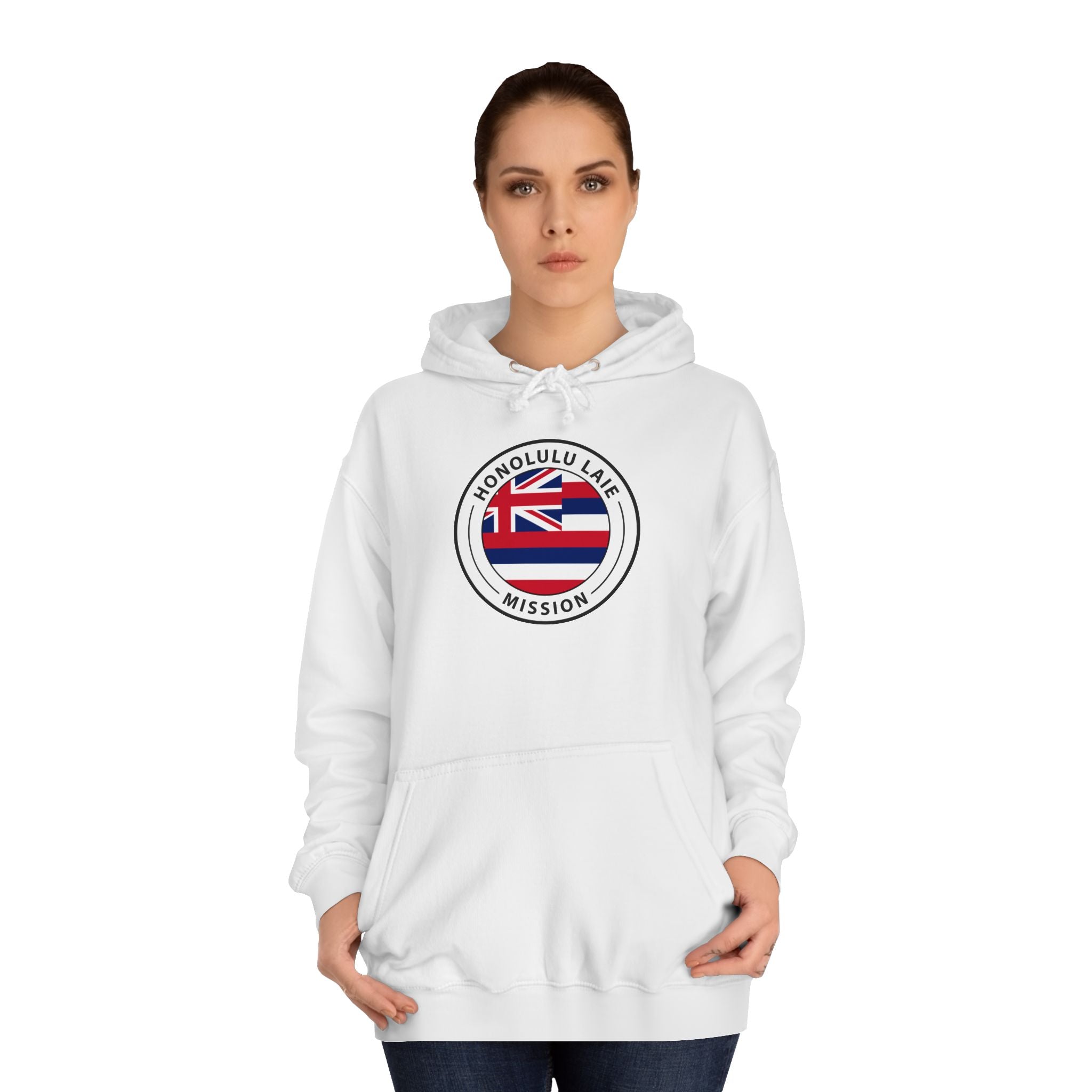 Hawaii Laie Mission State Flag Logo (White Border) College Hoodie - Mission Wishlist - LDS Missionary Gift Store
