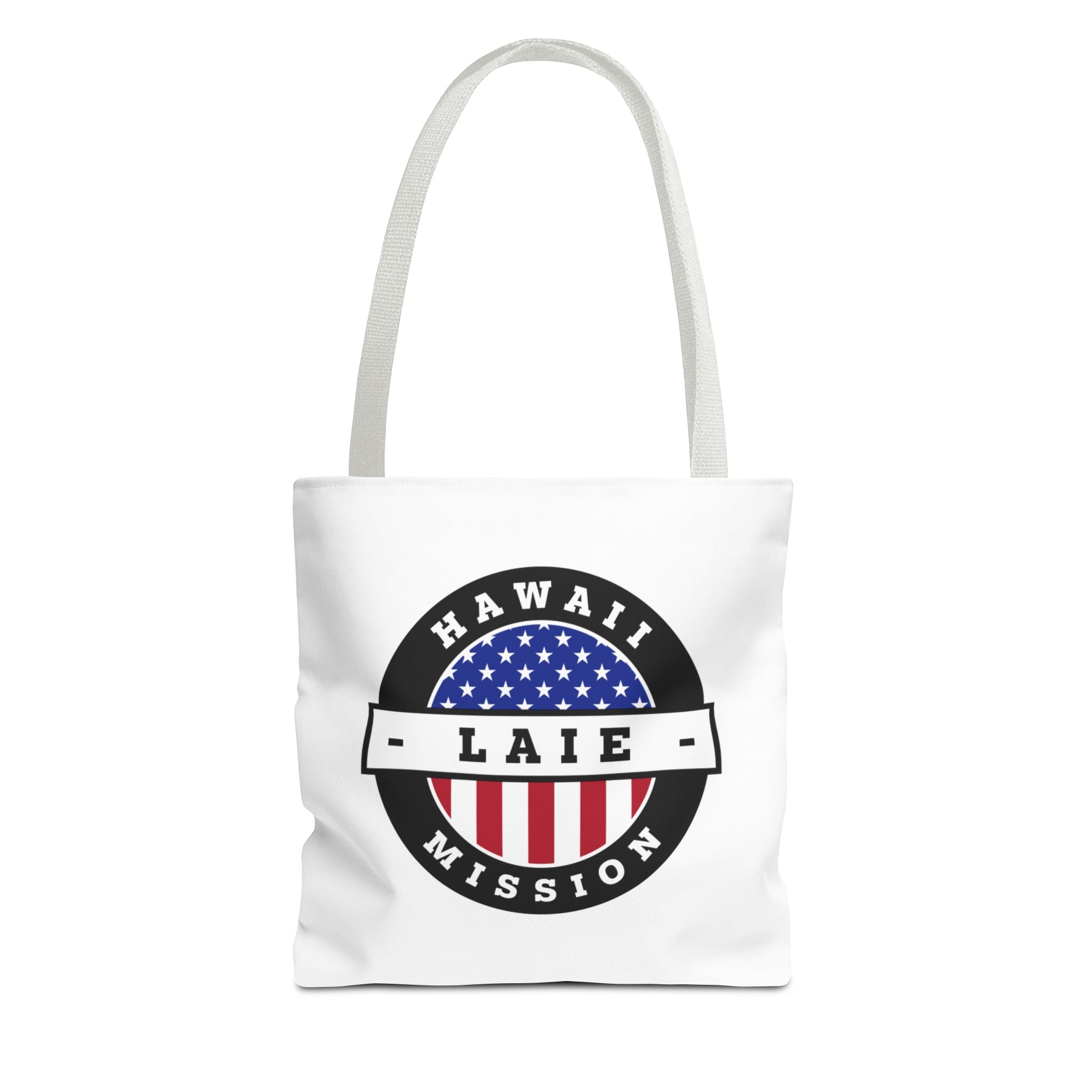Hawaii Laie Mission USA Flag Logo Tote Bag White - Latter-Day Saint LDS Missionary Gift - Book of Mormon