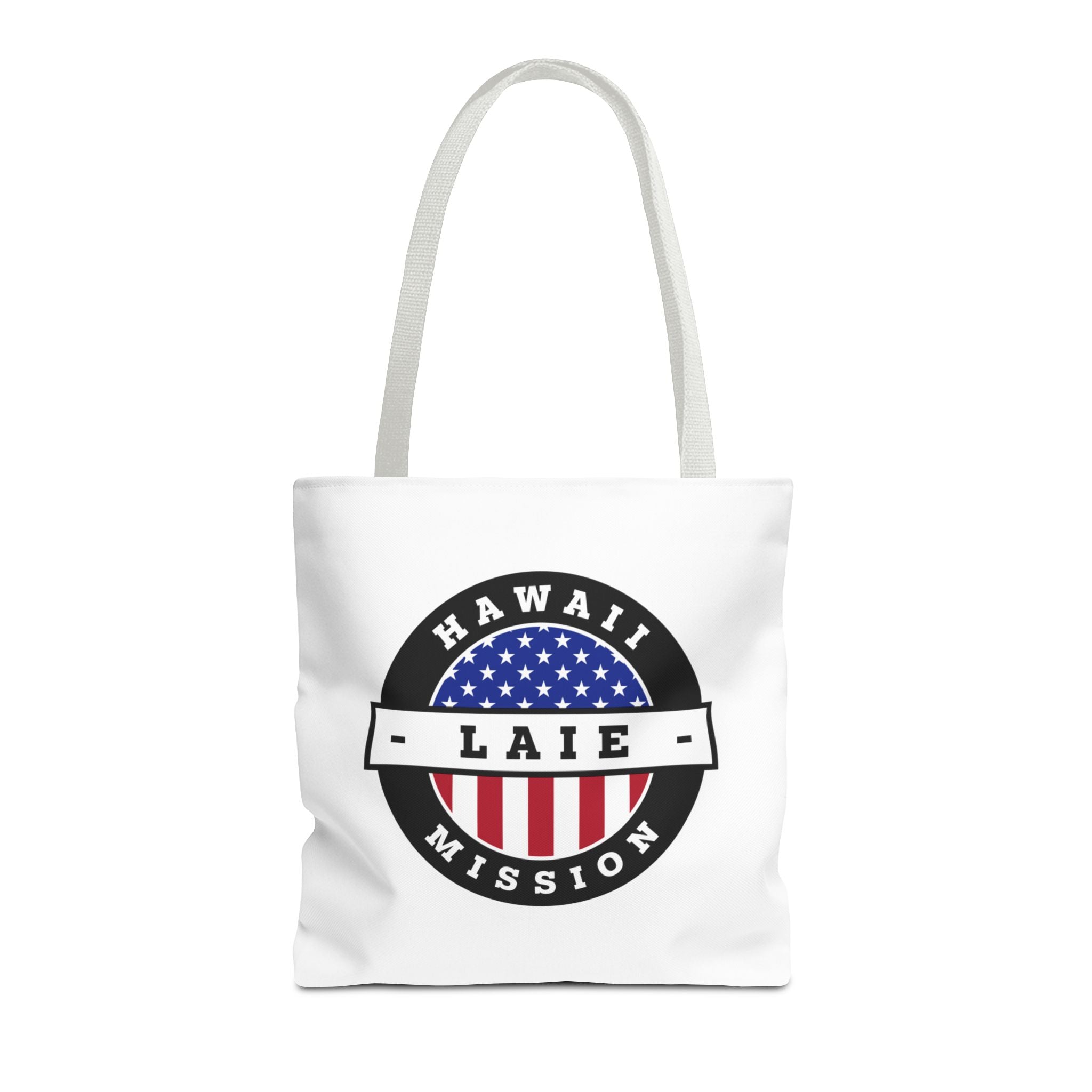 Hawaii Laie Mission USA Flag Logo Tote Bag White - Latter-Day Saint LDS Missionary Gift - Book of Mormon