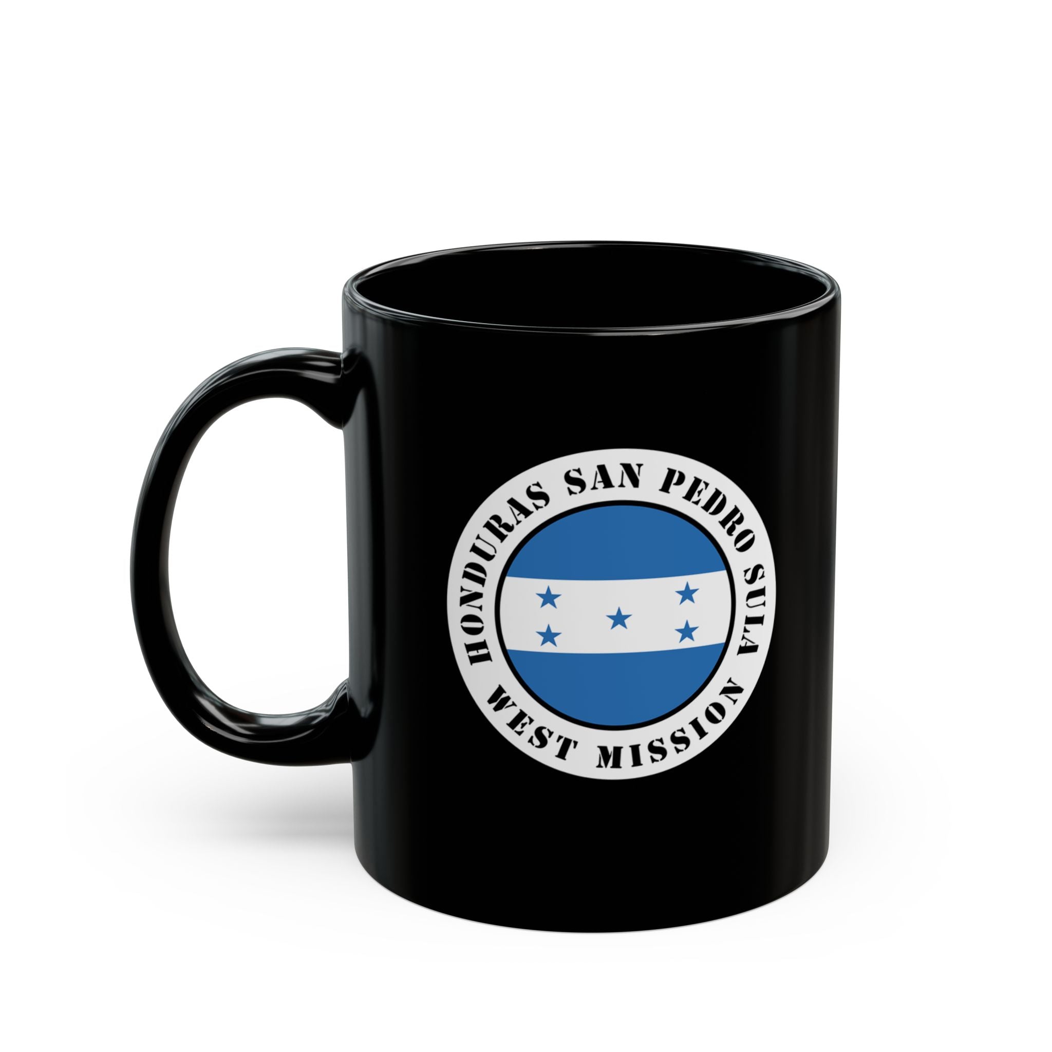 Honduras San Pedro Sula West Mission Circular Flag Black Ceramic Mug - Mission Wishlist - LDS Missionary Gift Store