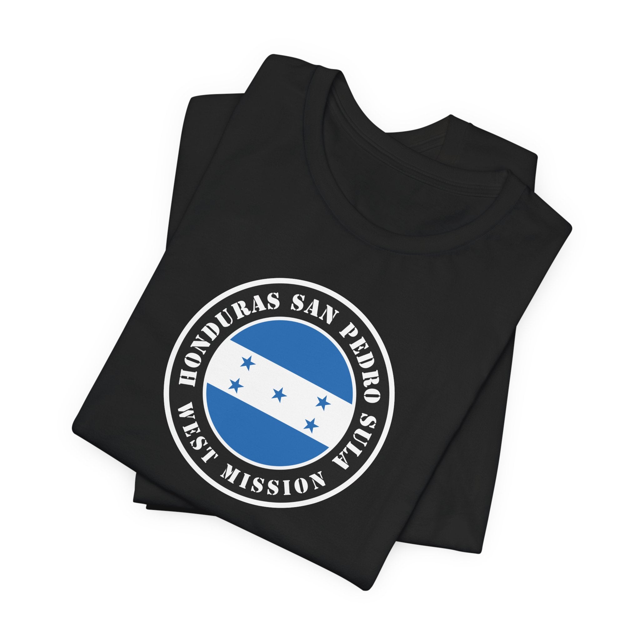 Honduras San Pedro Sula West Mission Flag Logo (Black Border) T-shirt - Mission Wishlist - LDS Missionary Gift Store