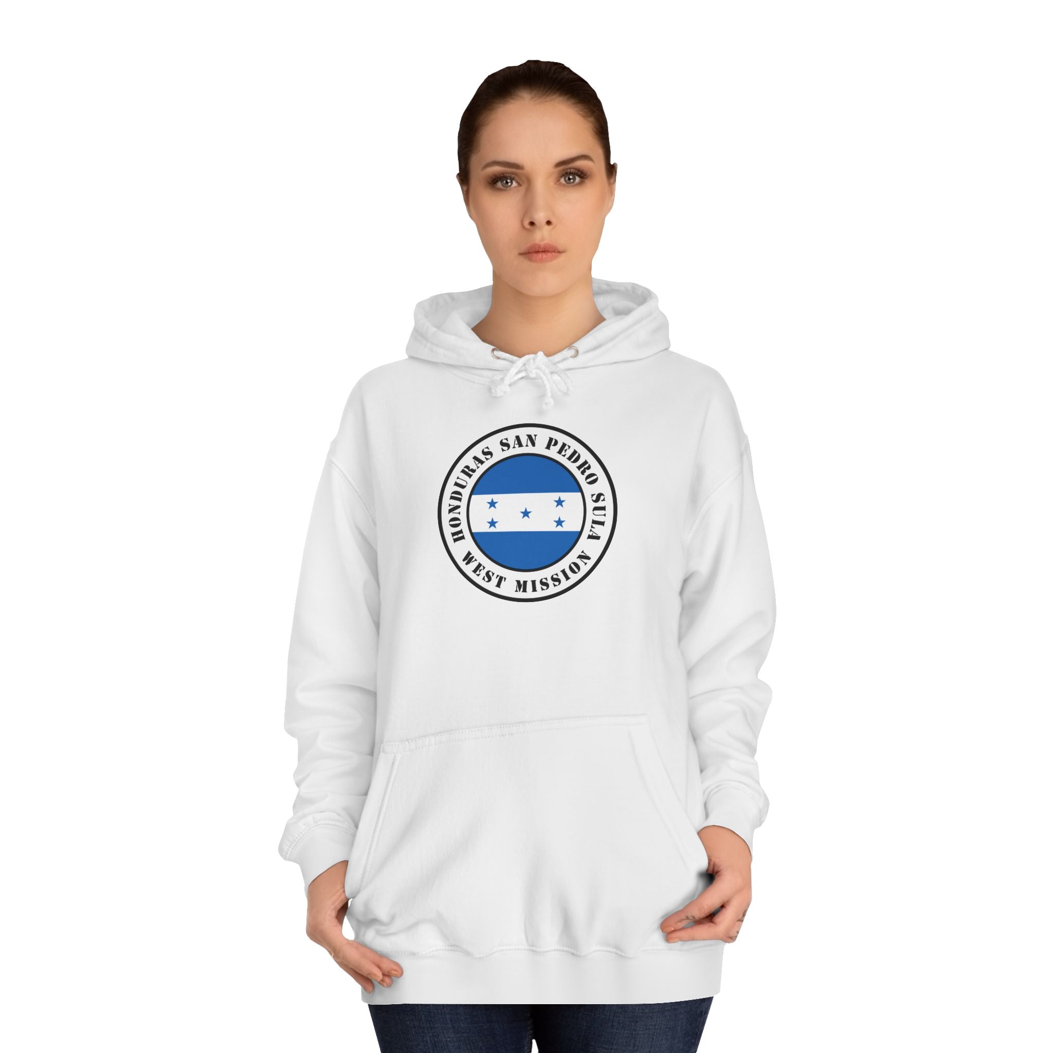 Honduras San Pedro Sula West Mission Flag Logo (White Border) College Hoodie - Latter-Day Saint LDS Missionary Gift - Book of Mormon