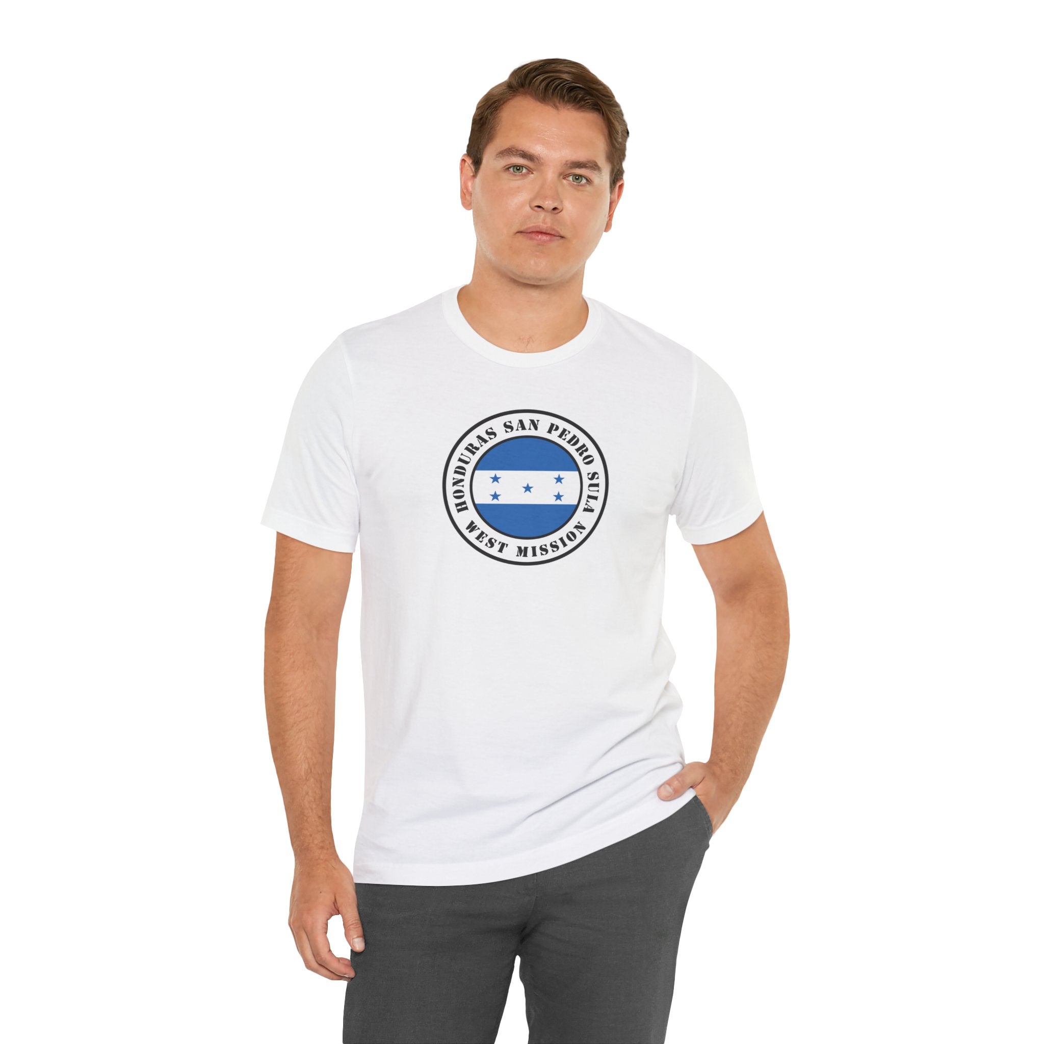Honduras San Pedro Sula West Mission Flag Logo (White Border) T-shirt - Mission Wishlist - LDS Missionary Gift Store