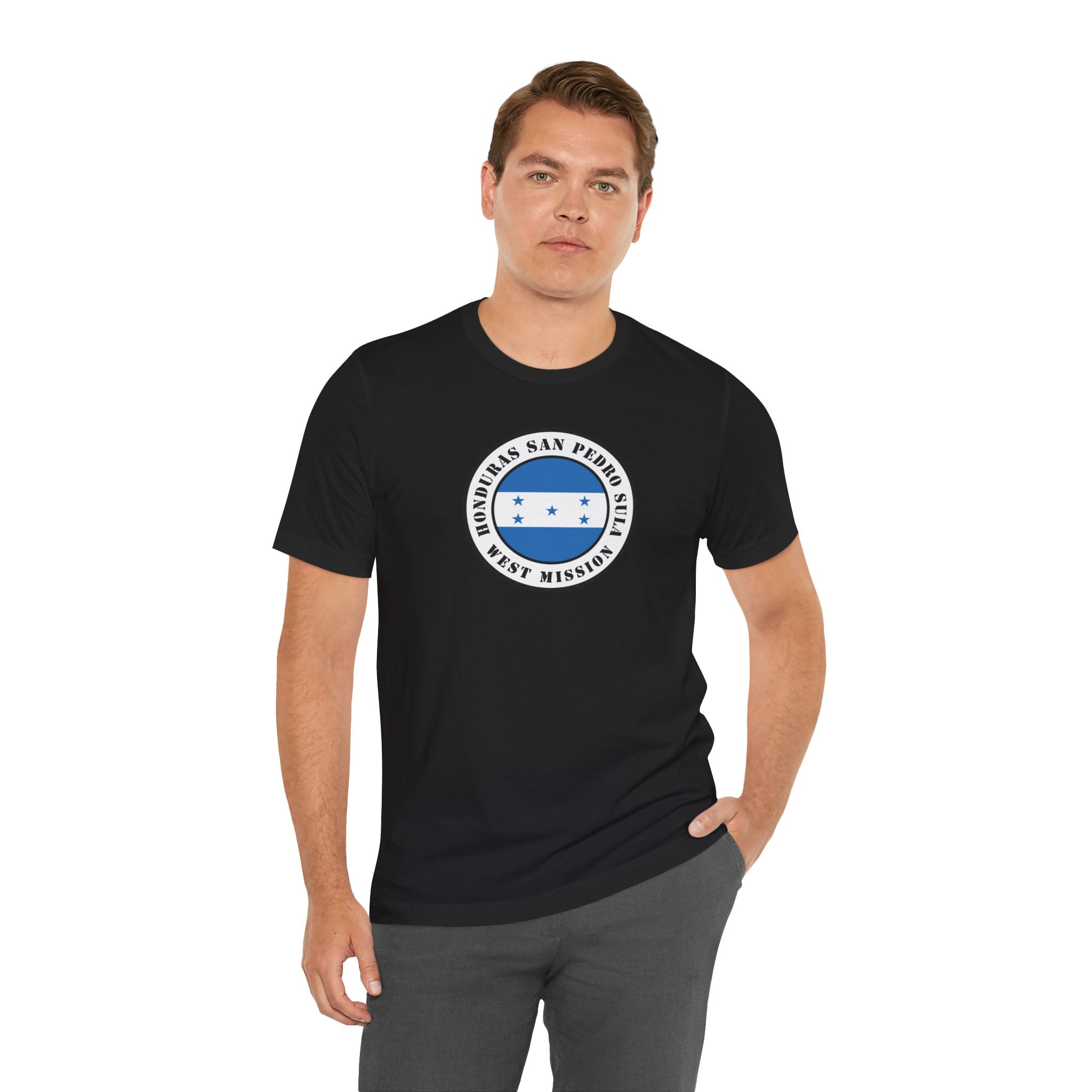 Honduras San Pedro Sula West Mission Flag Logo (White Border) T-shirt - Mission Wishlist - LDS Missionary Gift Store