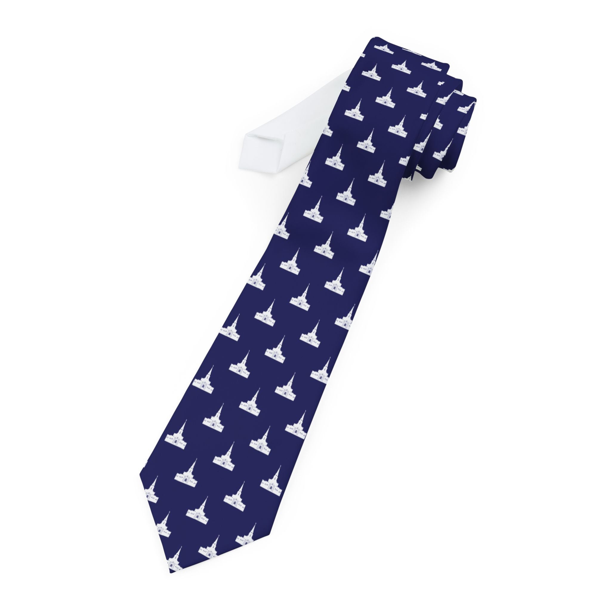 Houston Texas Temple Patterned Neck Tie for Elders (Blue) - Mission Wishlist - LDS Missionary Gift Store