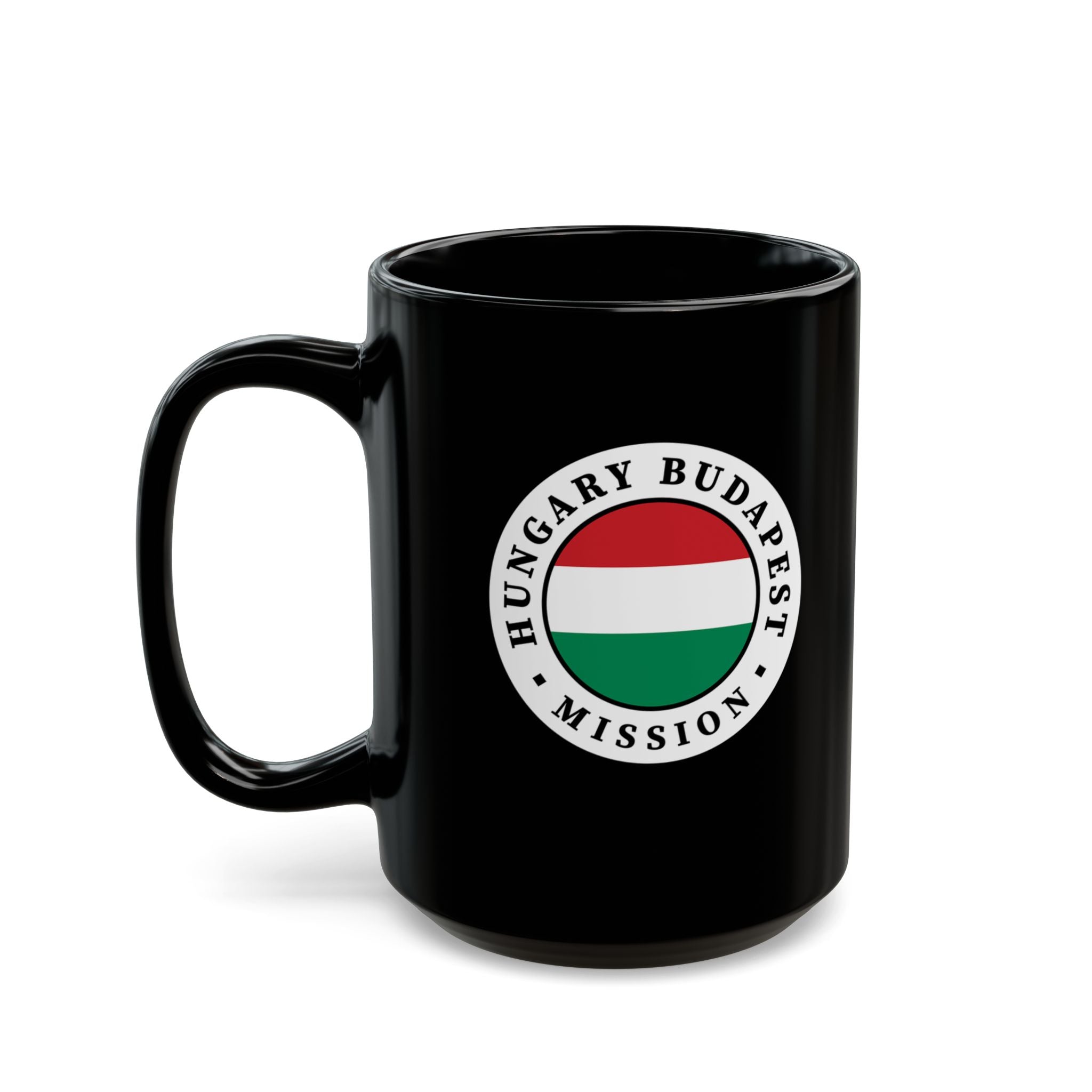 Hungary Budapest Mission Circular Flag Black Ceramic Mug - Latter-Day Saint LDS Missionary Gift - Book of Mormon