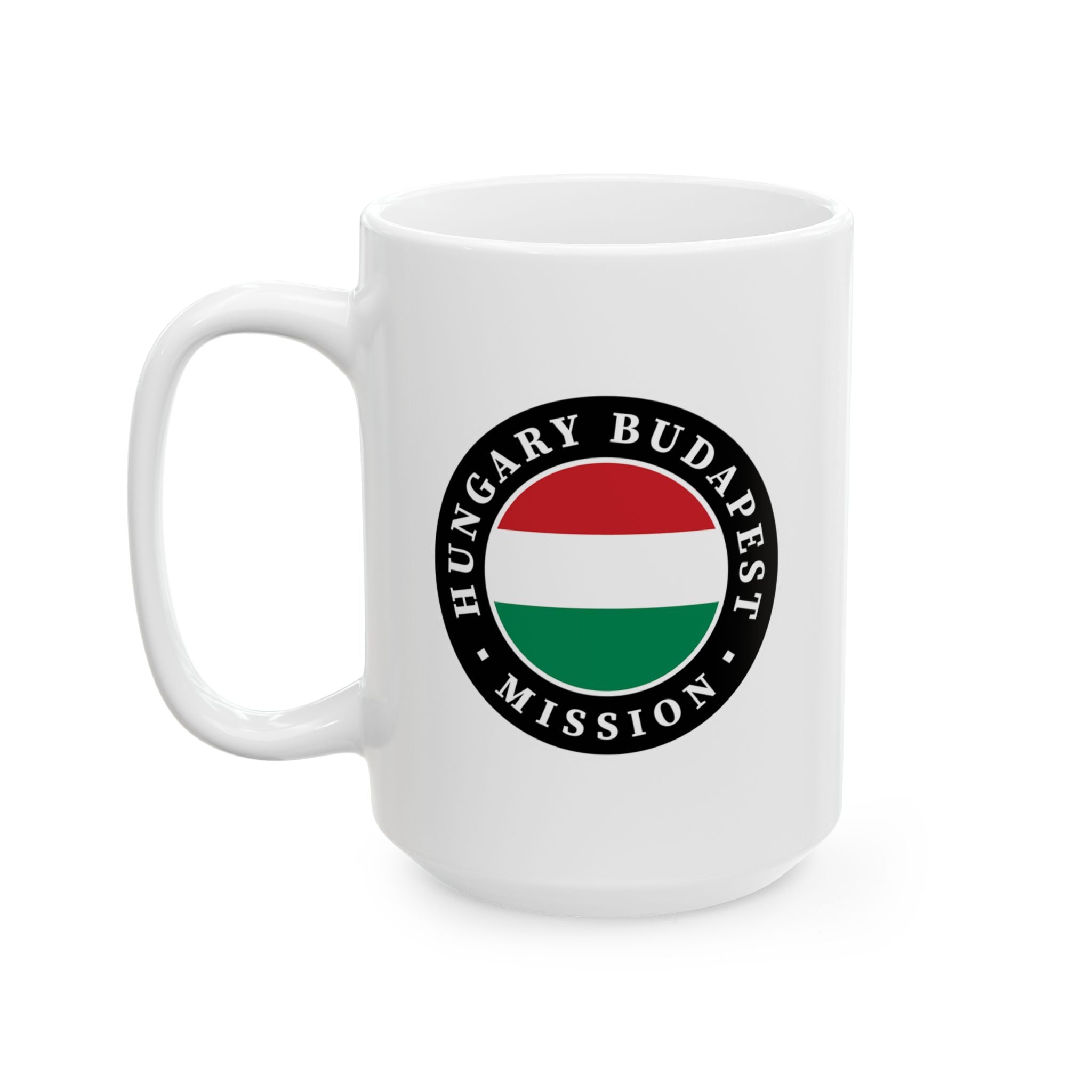 Hungary Budapest Mission Circular Flag White Ceramic Mug - Latter-Day Saint LDS Missionary Gift - Book of Mormon