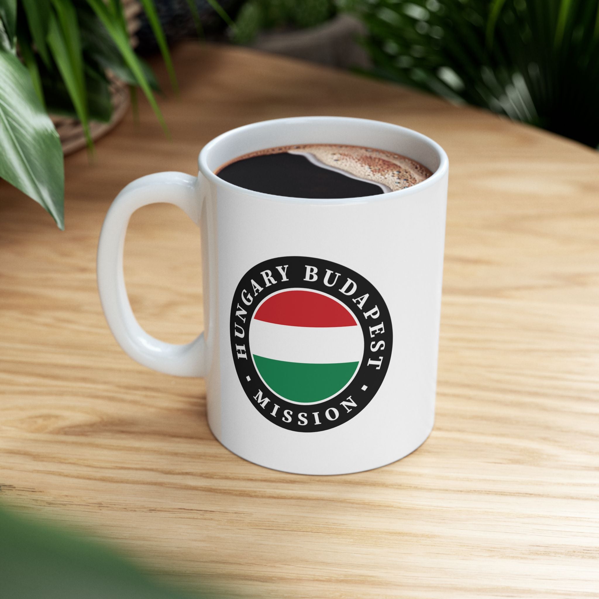 Hungary Budapest Mission Circular Flag White Ceramic Mug - Latter-Day Saint LDS Missionary Gift - Book of Mormon