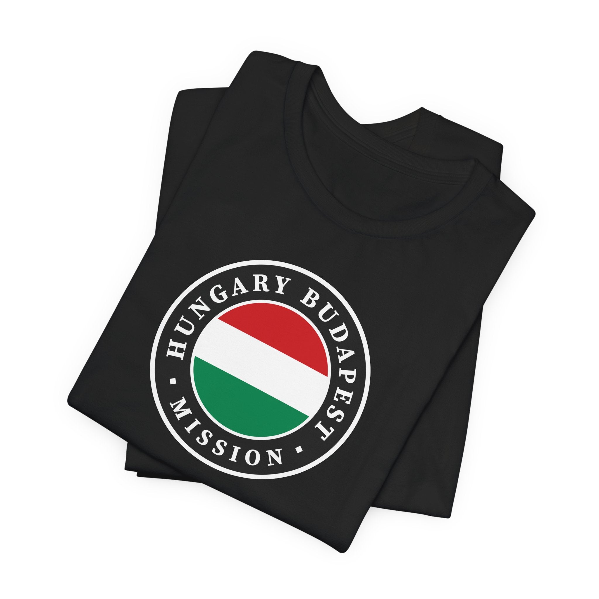 Hungary Budapest Mission Flag Logo (Black Border) T-shirt - Mission Wishlist - LDS Missionary Gift Store