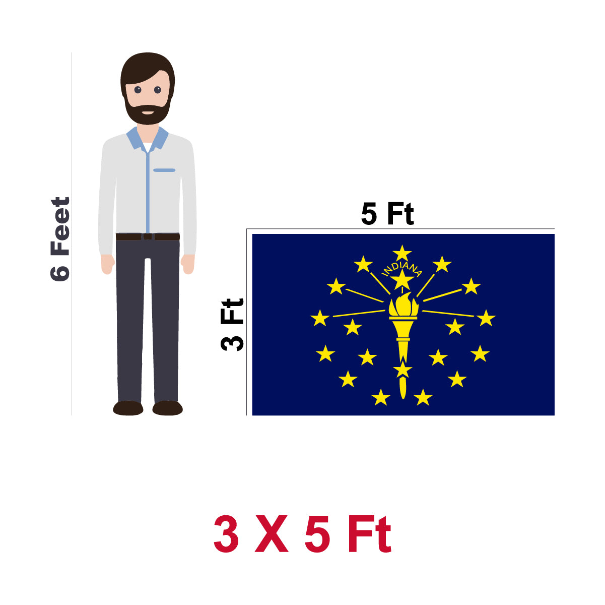 Indiana State Flag 300D Embroidered Polyester 3x5 Ft