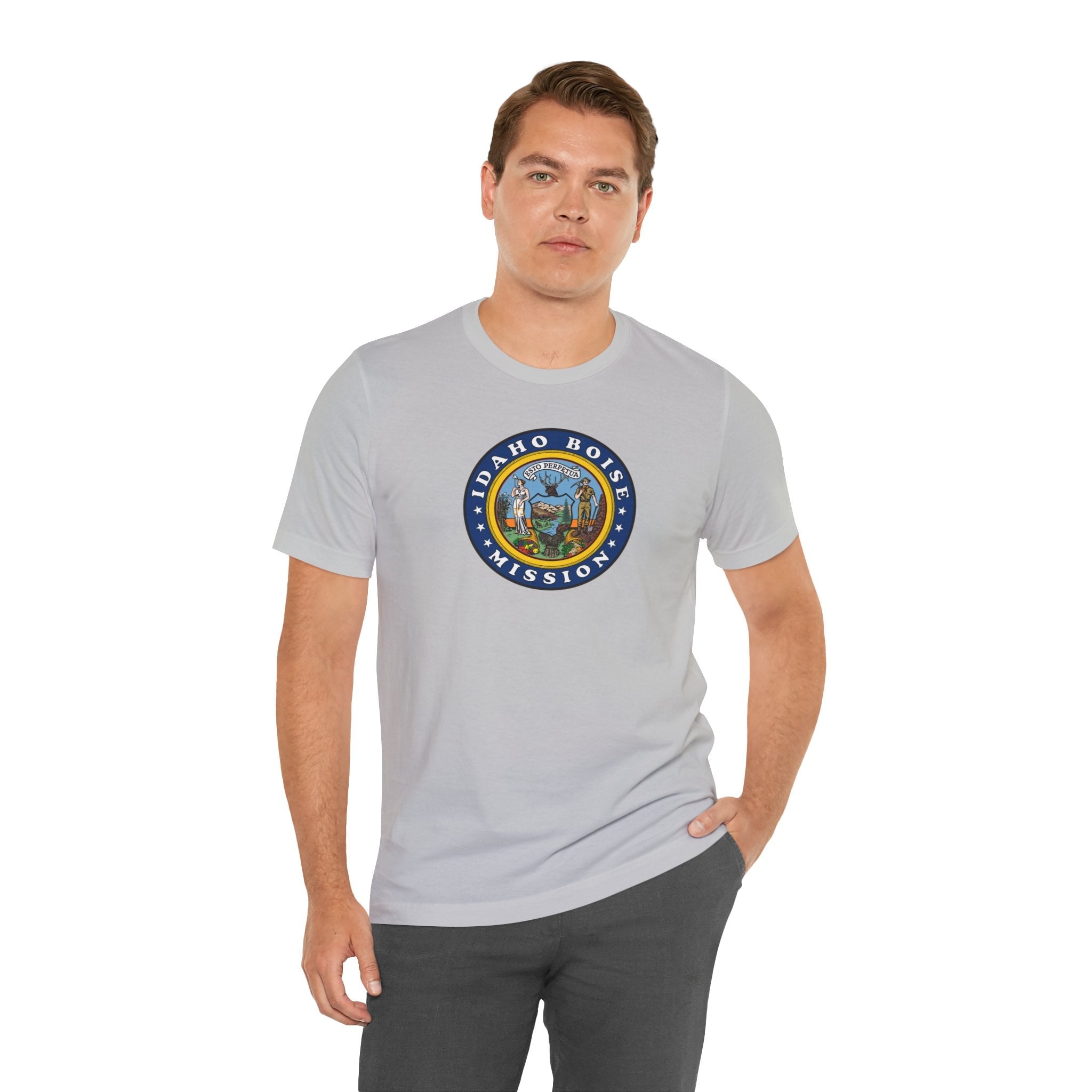 Idaho Boise Mission State Flag Logo (Black Border) T-shirt - Mission Wishlist - LDS Missionary Gift Store