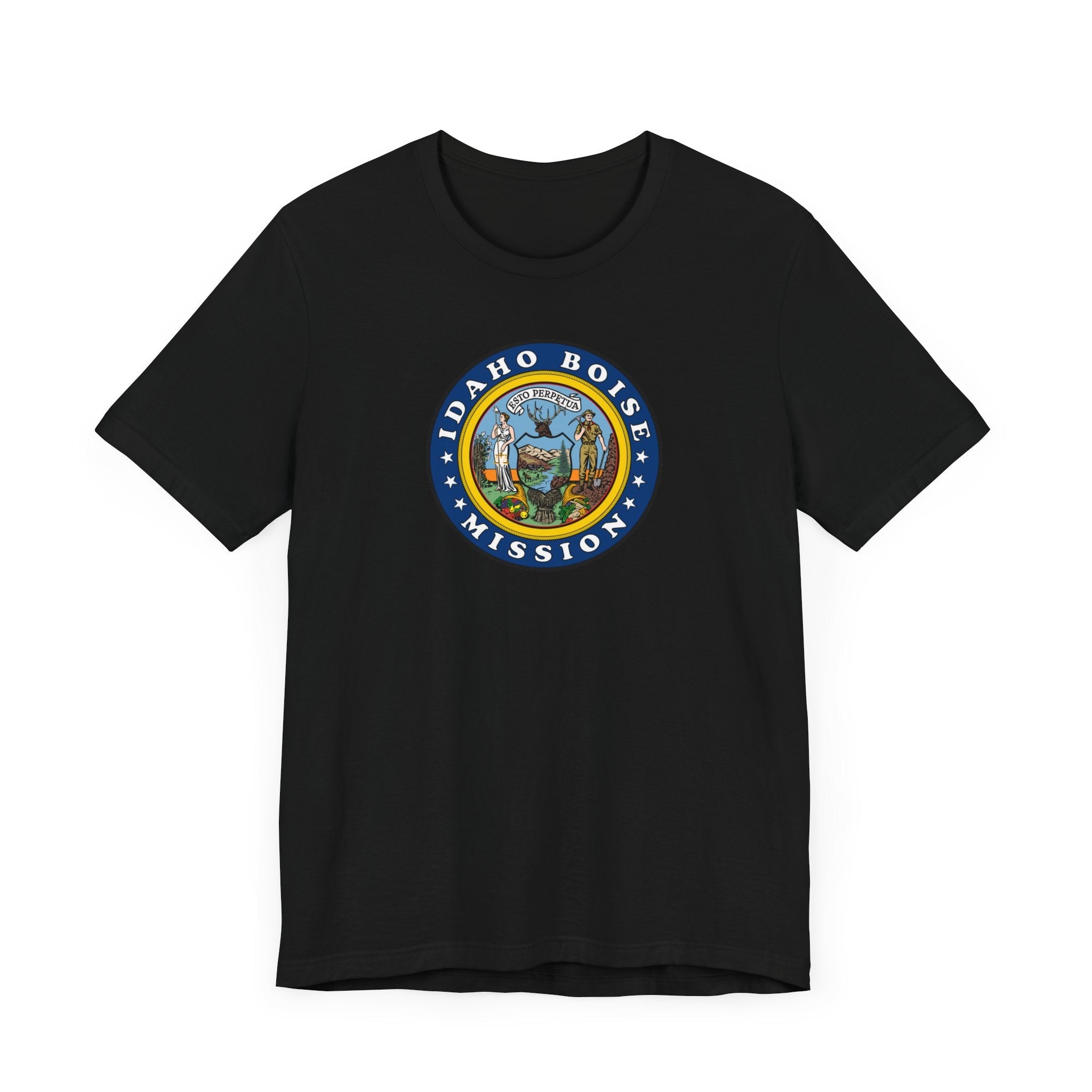 Idaho Boise Mission State Flag Logo (Black Border) T-shirt - Mission Wishlist - LDS Missionary Gift Store