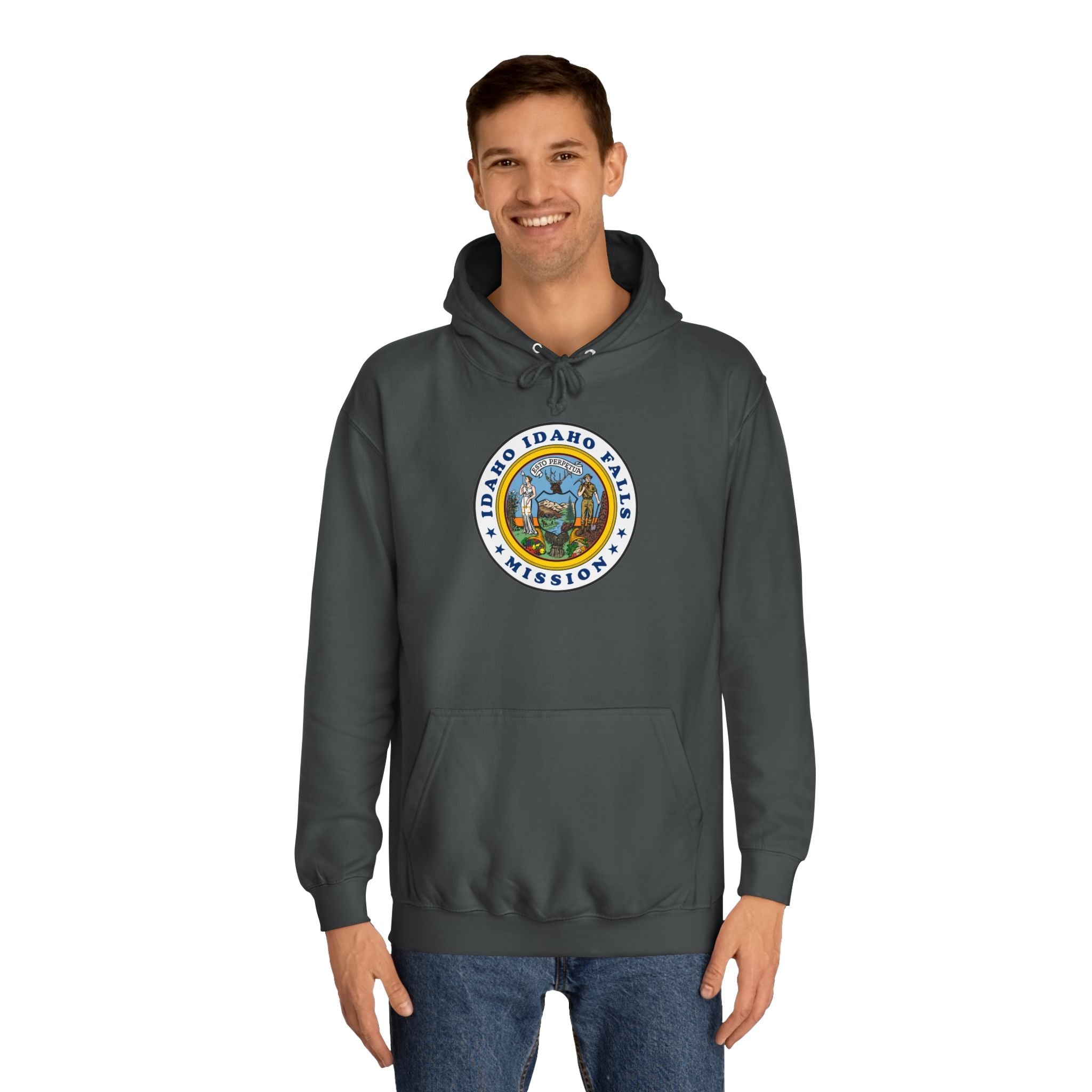 Idaho Idaho Falls Mission State Flag Logo (White Border) College Hoodie - Mission Wishlist - LDS Missionary Gift Store