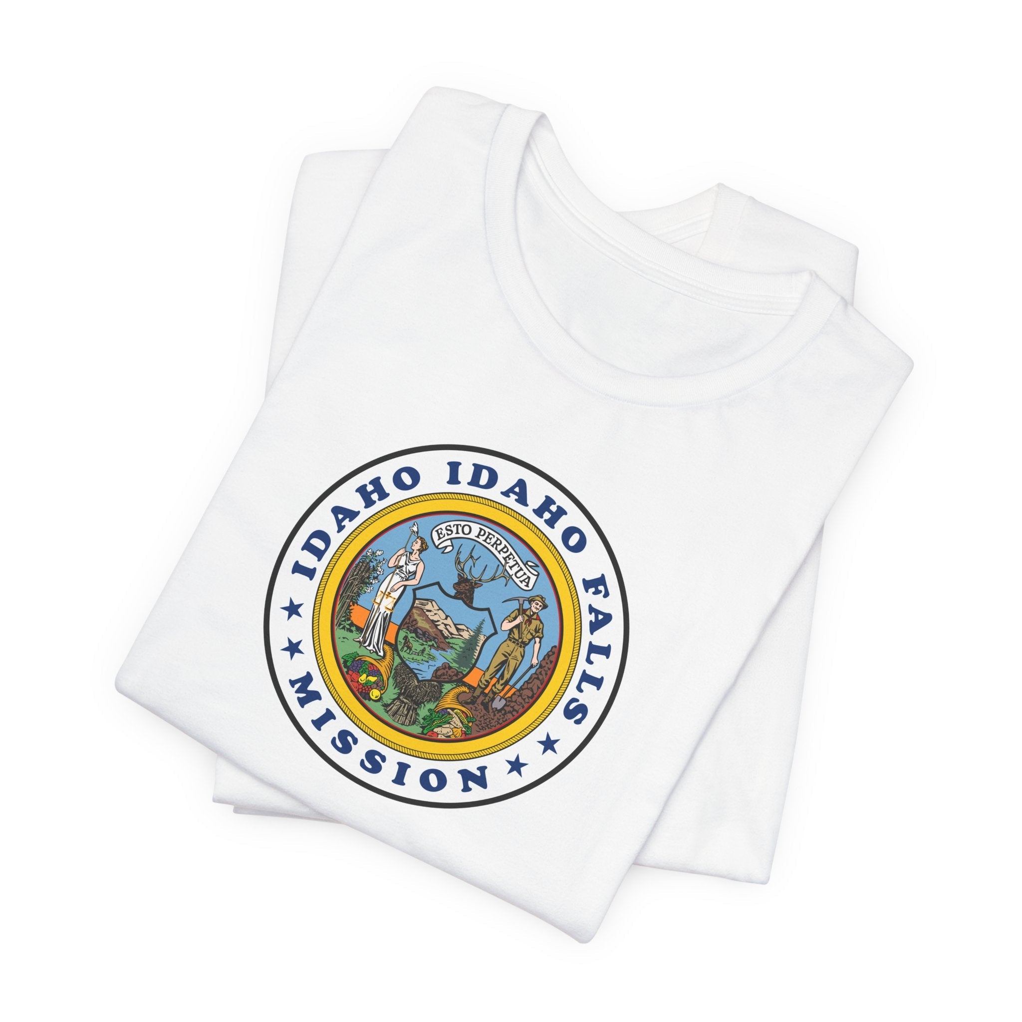 Idaho Idaho Falls Mission State Flag Logo (White Border) T-shirt - Mission Wishlist - LDS Missionary Gift Store