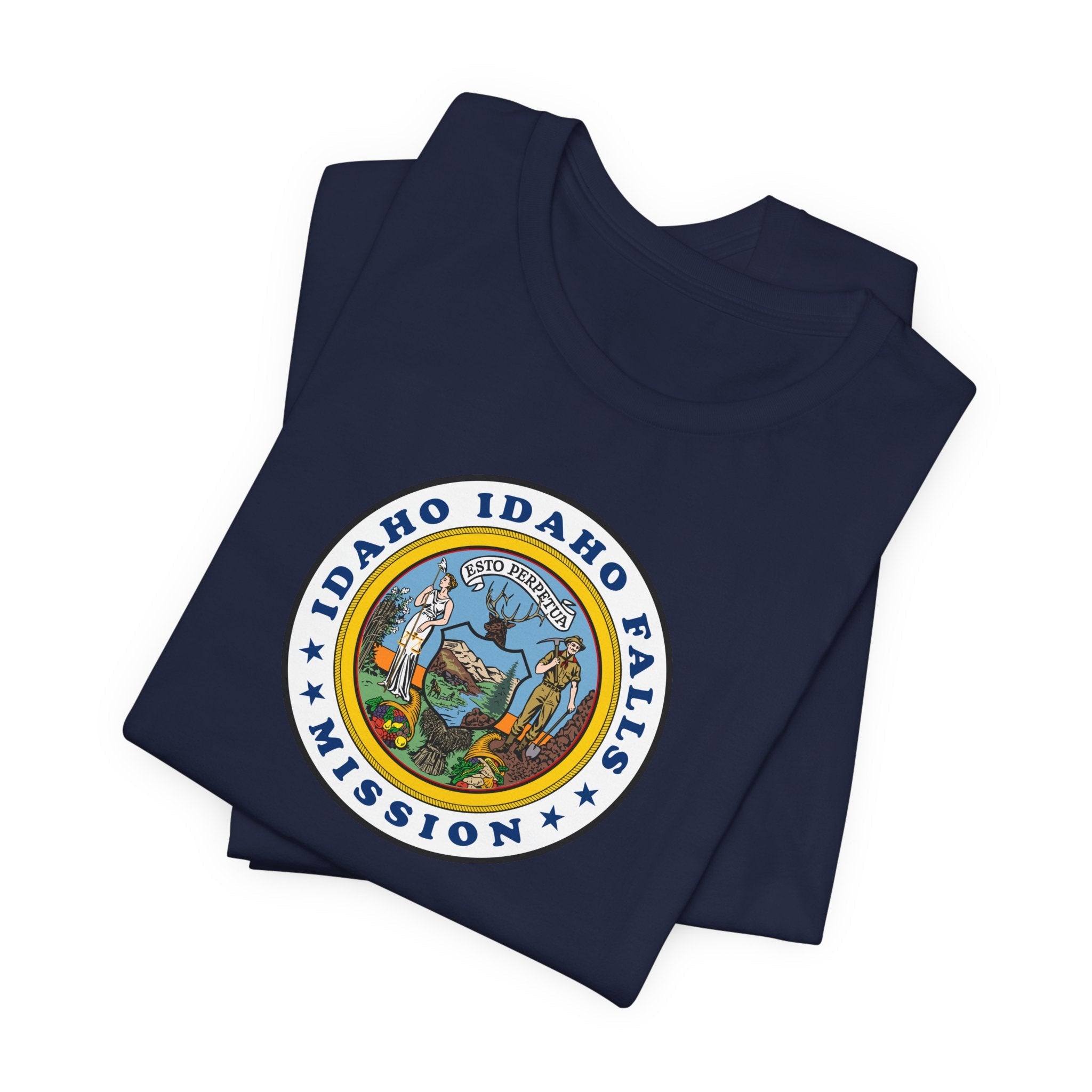 Idaho Idaho Falls Mission State Flag Logo (White Border) T-shirt - Mission Wishlist - LDS Missionary Gift Store
