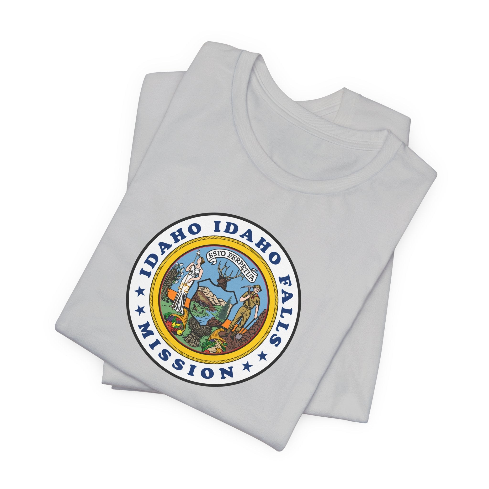 Idaho Idaho Falls Mission State Flag Logo (White Border) T-shirt - Mission Wishlist - LDS Missionary Gift Store
