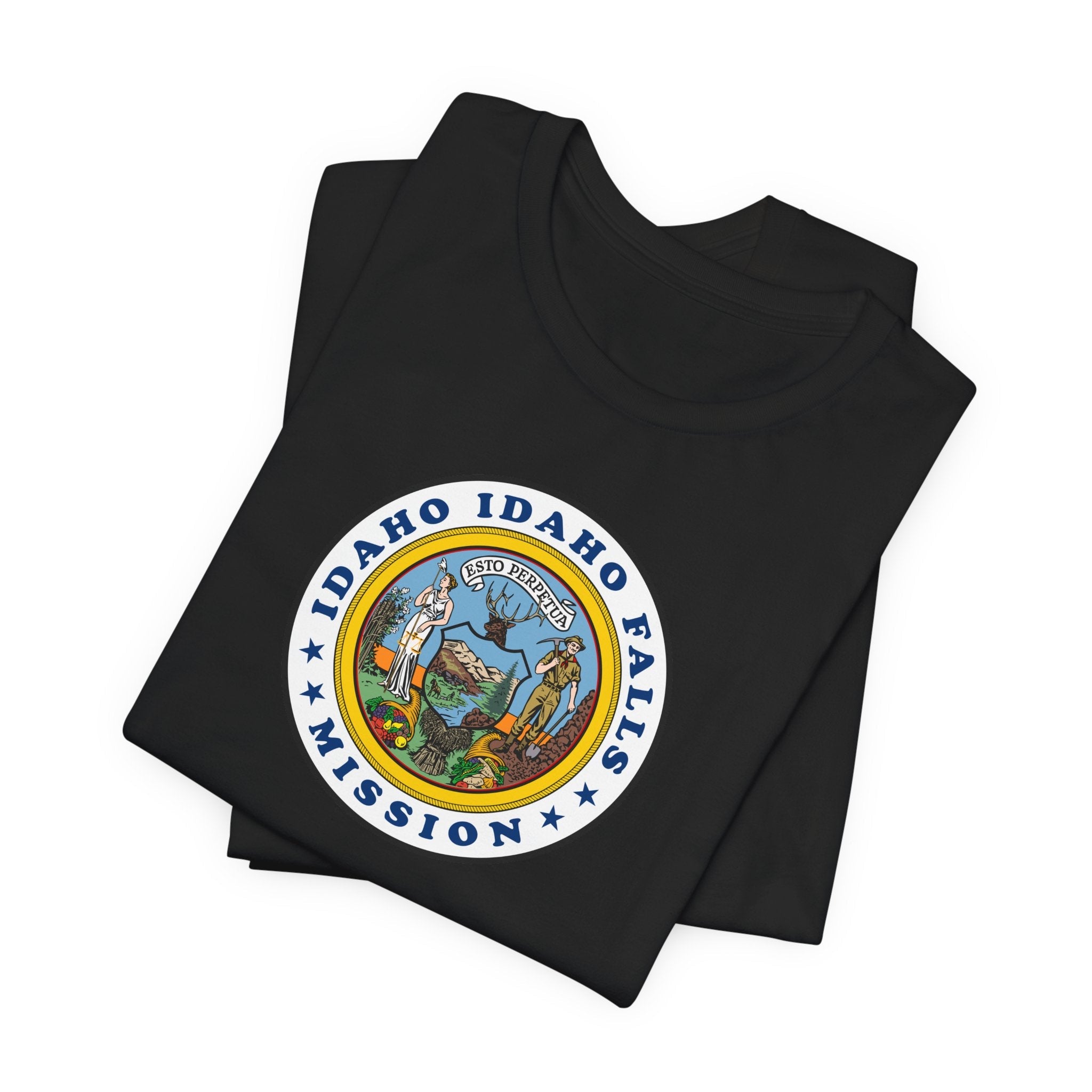 Idaho Idaho Falls Mission State Flag Logo (White Border) T-shirt - Mission Wishlist - LDS Missionary Gift Store