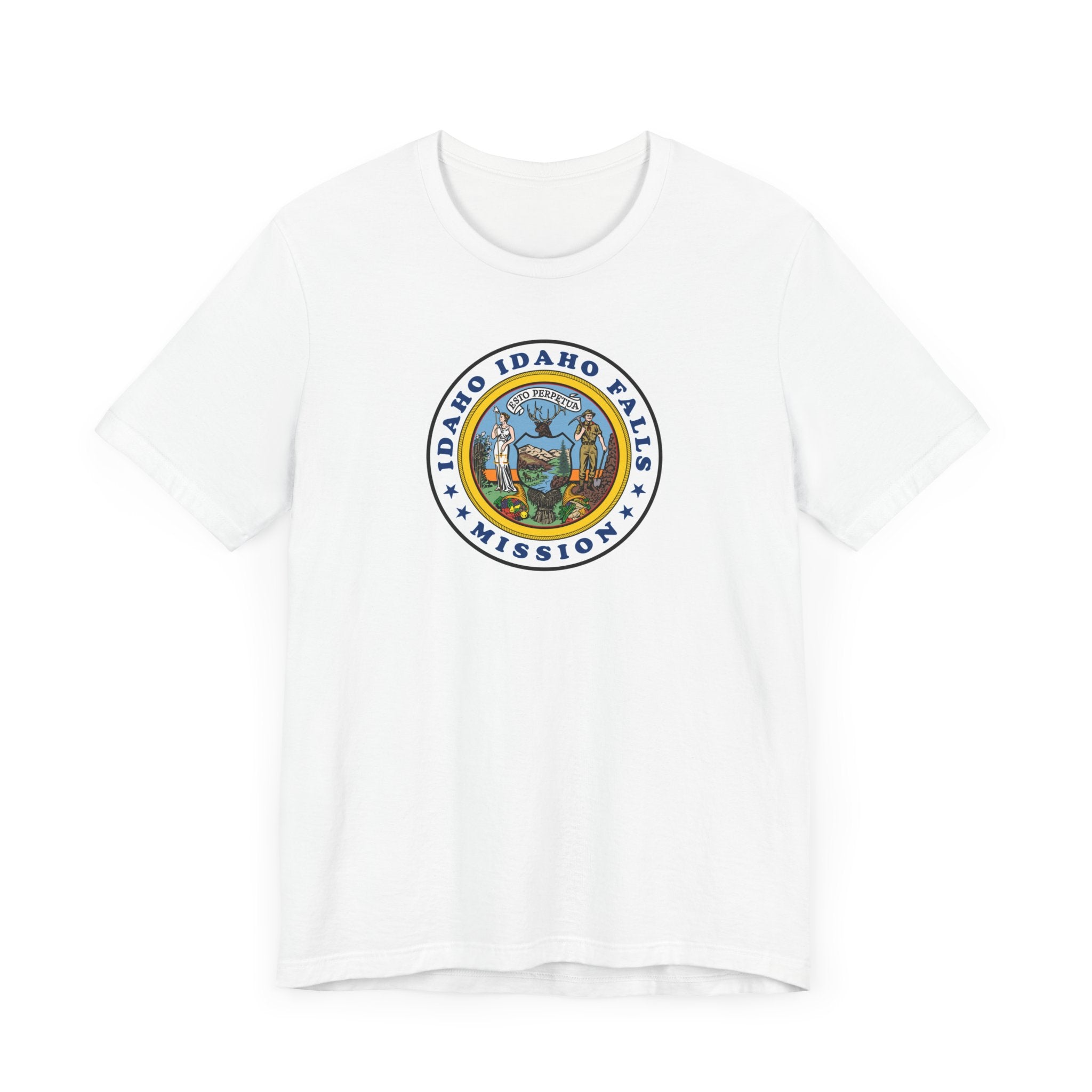 Idaho Idaho Falls Mission State Flag Logo (White Border) T-shirt - Mission Wishlist - LDS Missionary Gift Store