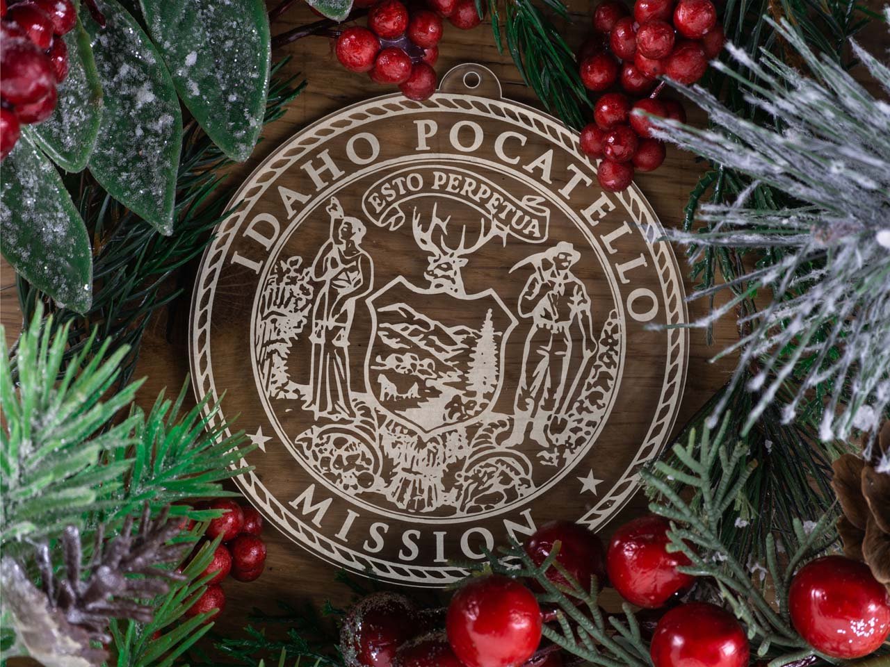 Idaho Pocatello Mission Christmas Ornament - Latter-Day Saint LDS Missionary Gift - Book of Mormon