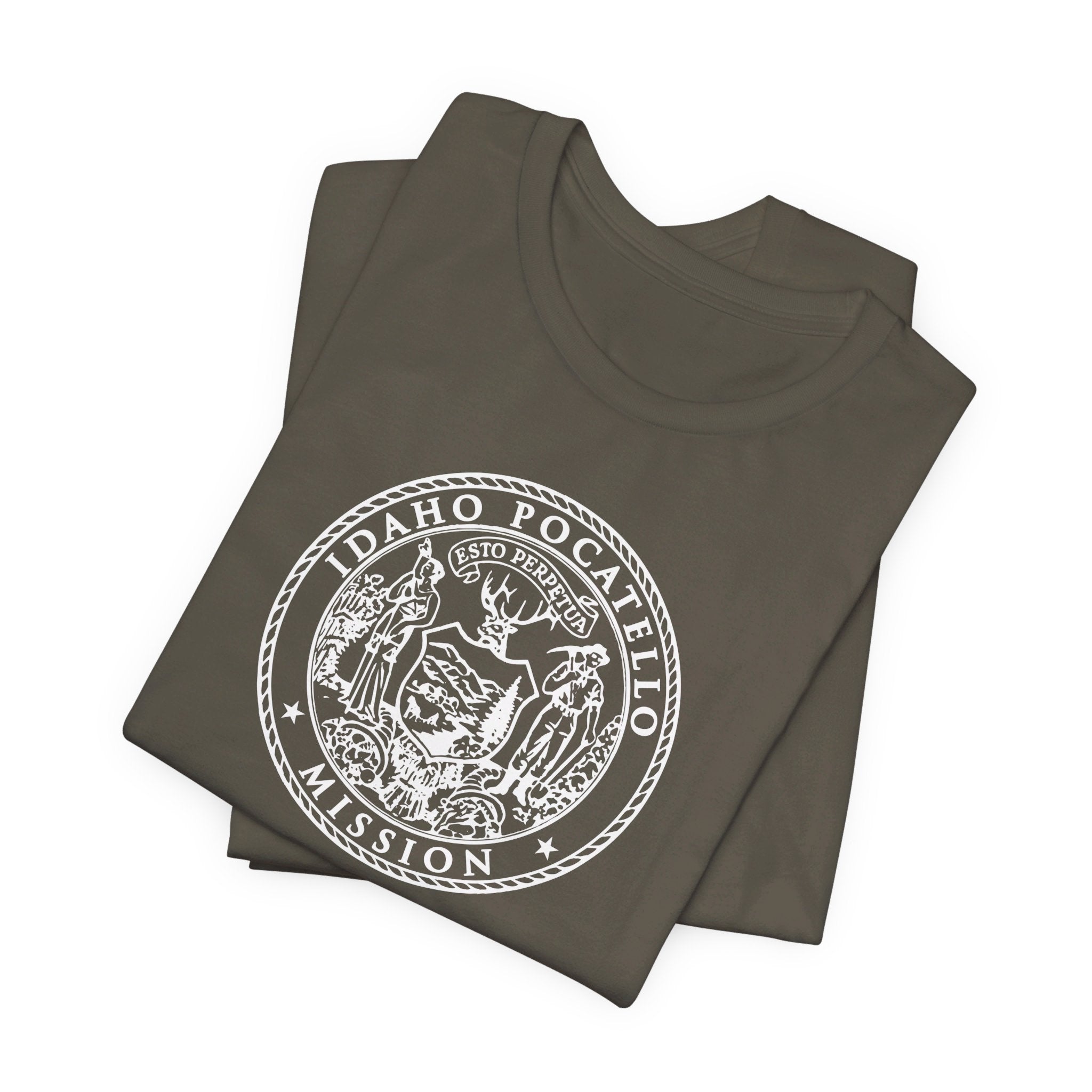 Idaho Pocatello Mission Circular Monochrome Logo T-Shirt - Mission Wishlist - LDS Missionary Gift Store