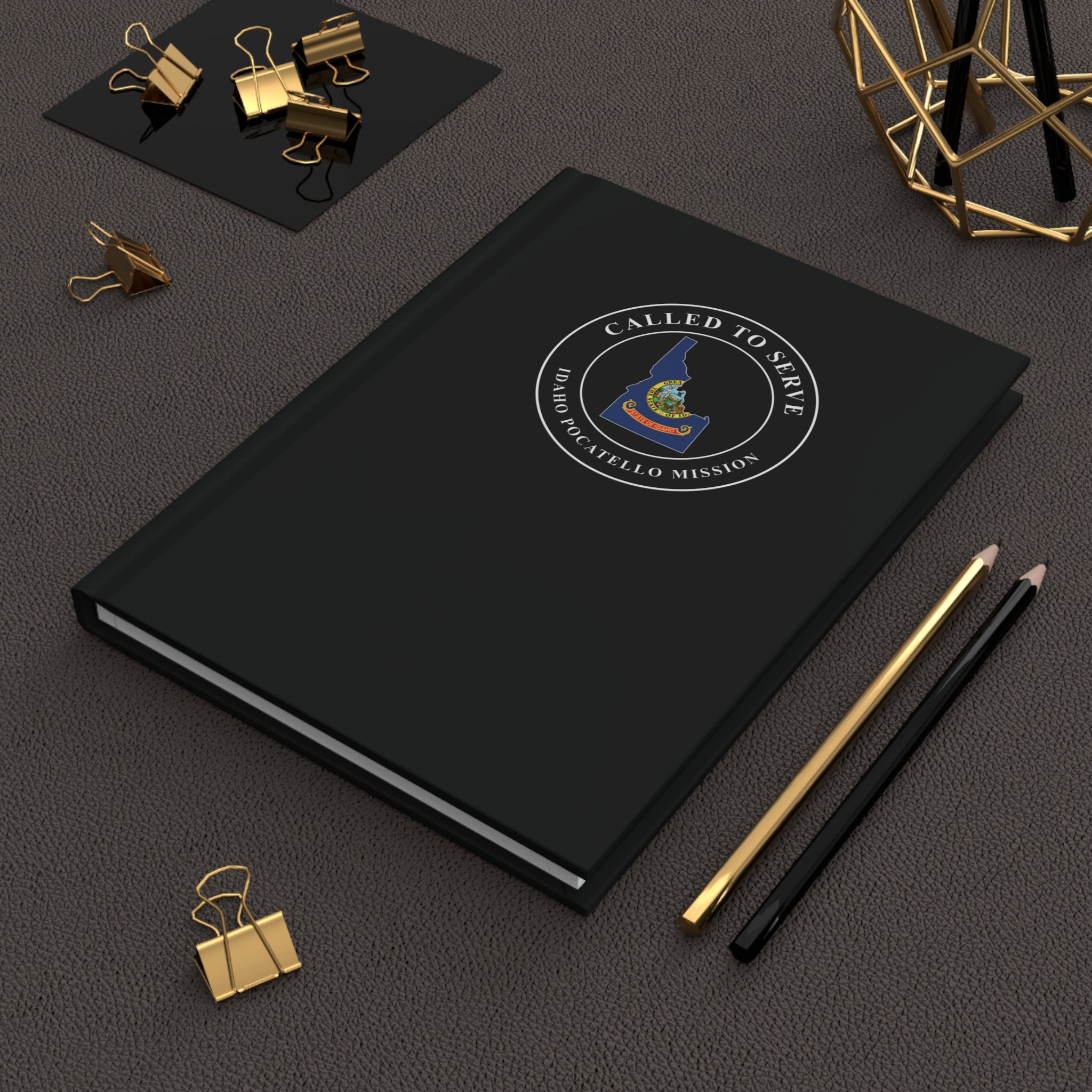 Idaho Pocatello Mission Flag Map Called to Serve Black Hardcover Journal Matte - Latter-Day Saint LDS Missionary Gift - Book of Mormon