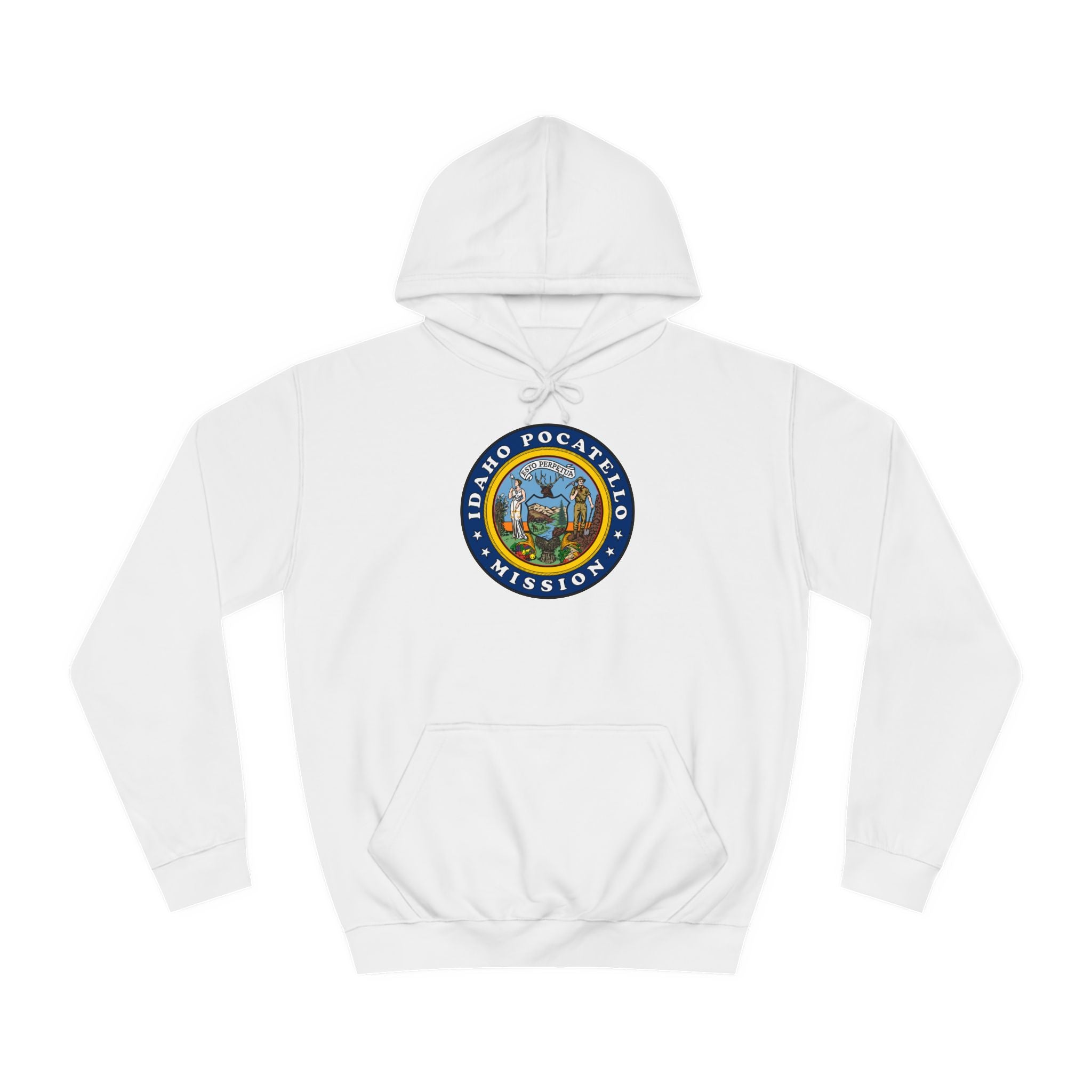 Idaho Pocatello Mission State Flag Logo (Black Border) College Hoodie - Mission Wishlist - LDS Missionary Gift Store