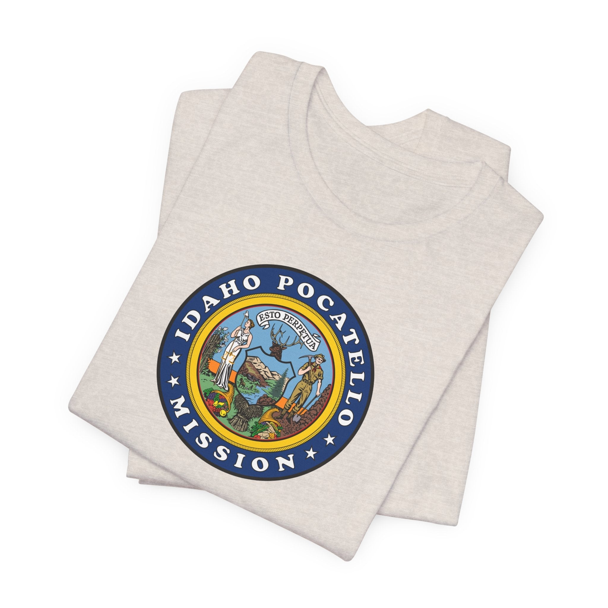 Idaho Pocatello Mission State Flag Logo (Black Border) T-shirt - Mission Wishlist - LDS Missionary Gift Store