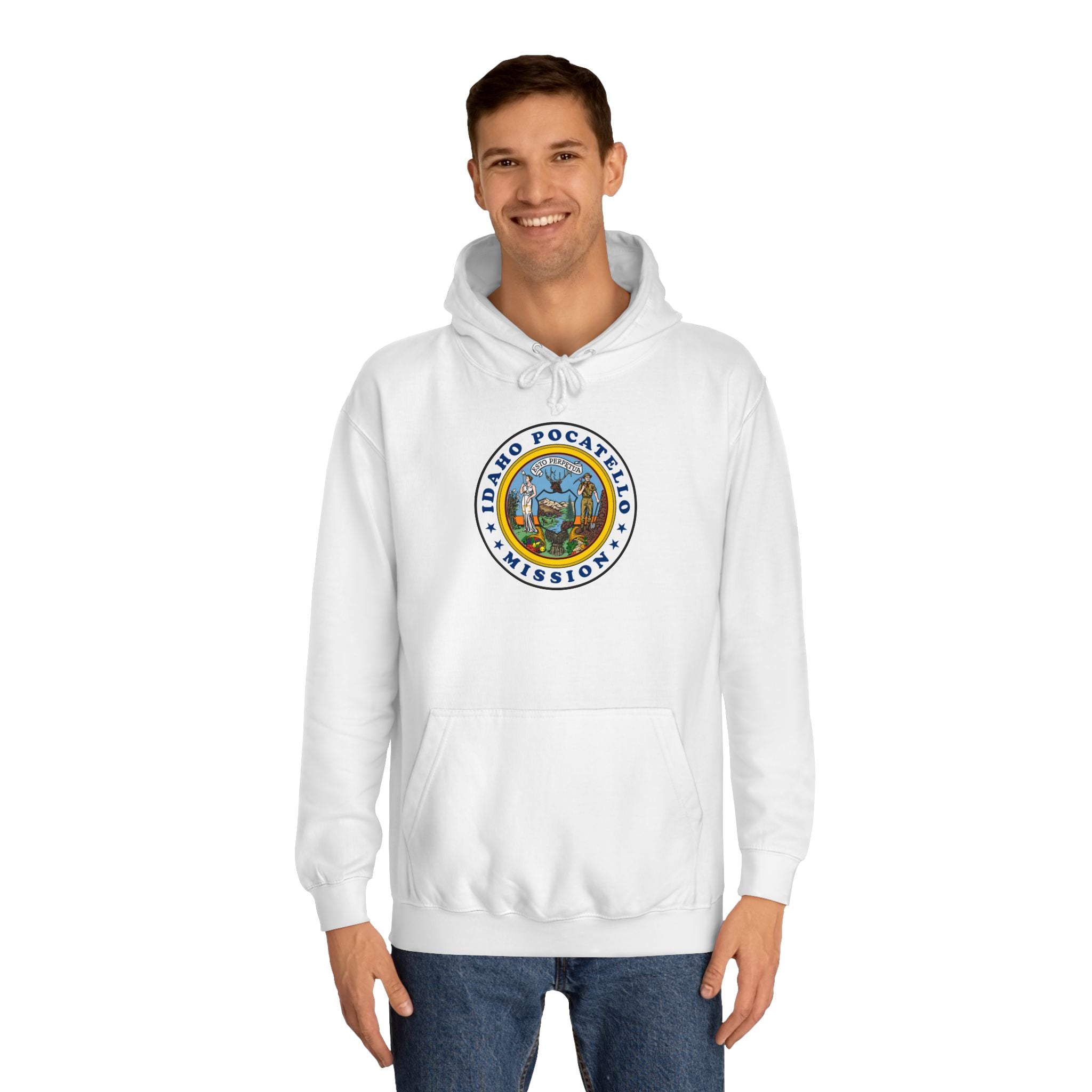 Idaho Pocatello Mission State Flag Logo (White Border) College Hoodie - Mission Wishlist - LDS Missionary Gift Store