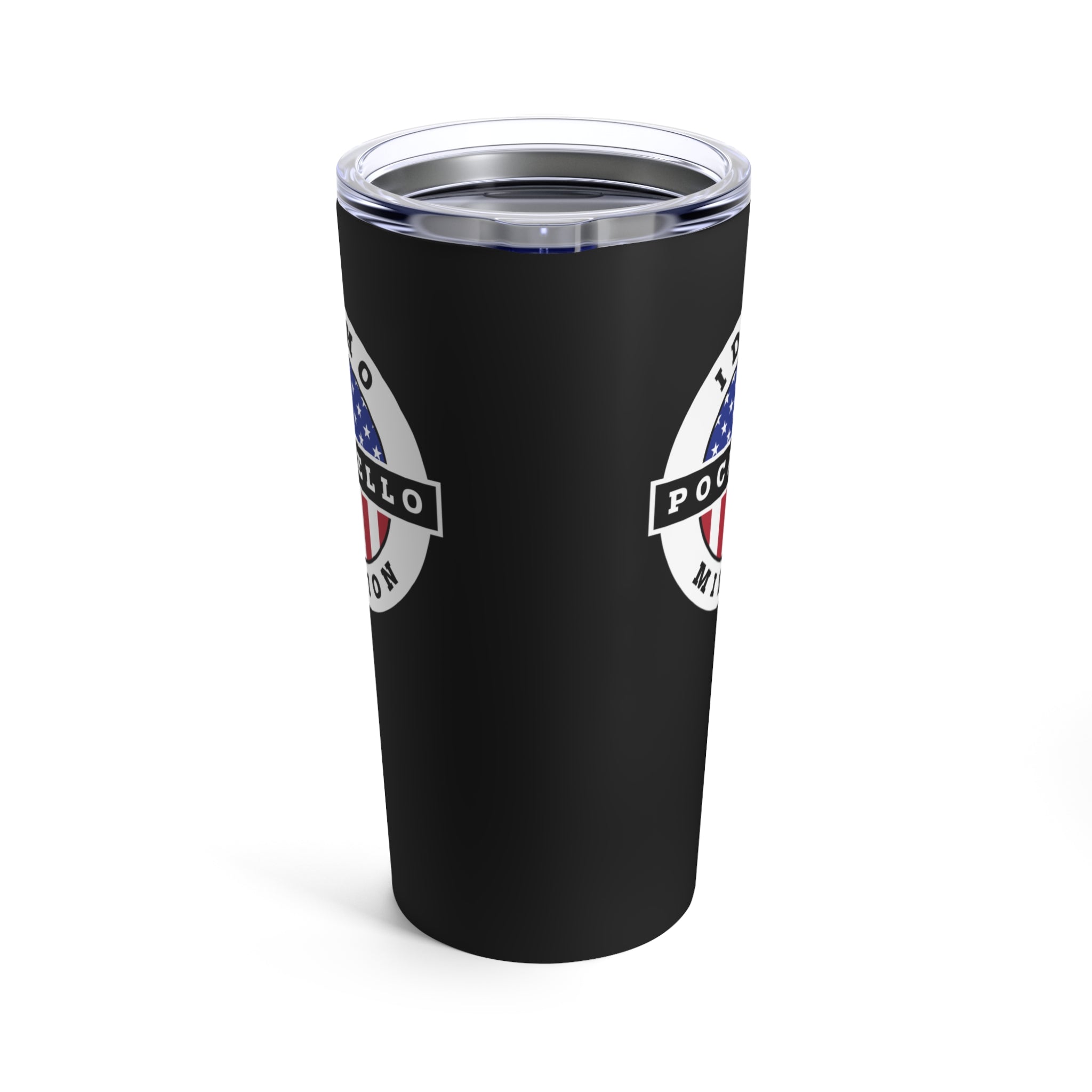 Idaho Pocatello Mission USA Flag Logo Tumbler 20oz Black - Latter-Day Saint LDS Missionary Gift - Book of Mormon