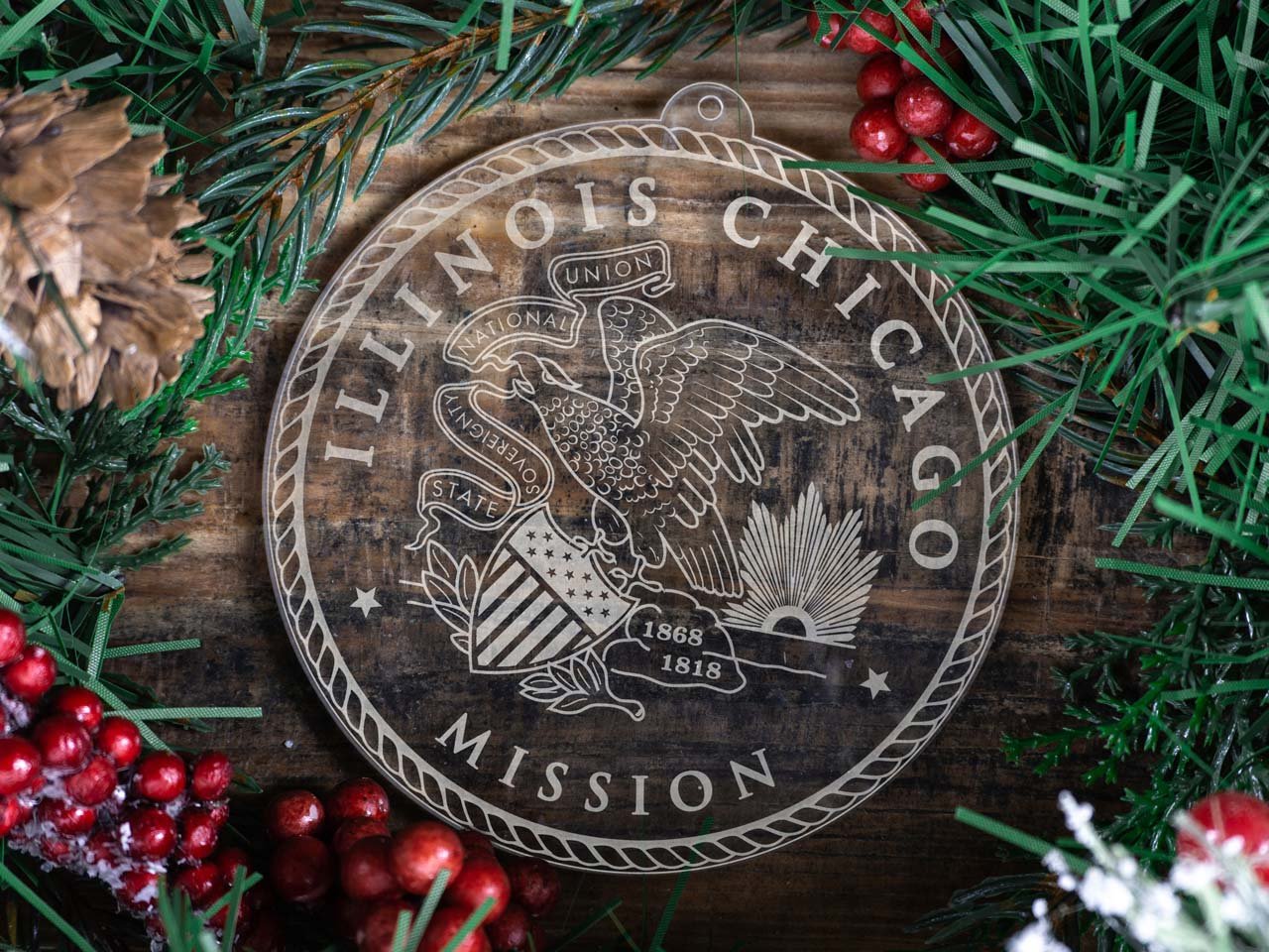 Illinois Chicago Mission Christmas Ornament - Latter-Day Saint LDS Missionary Gift - Book of Mormon