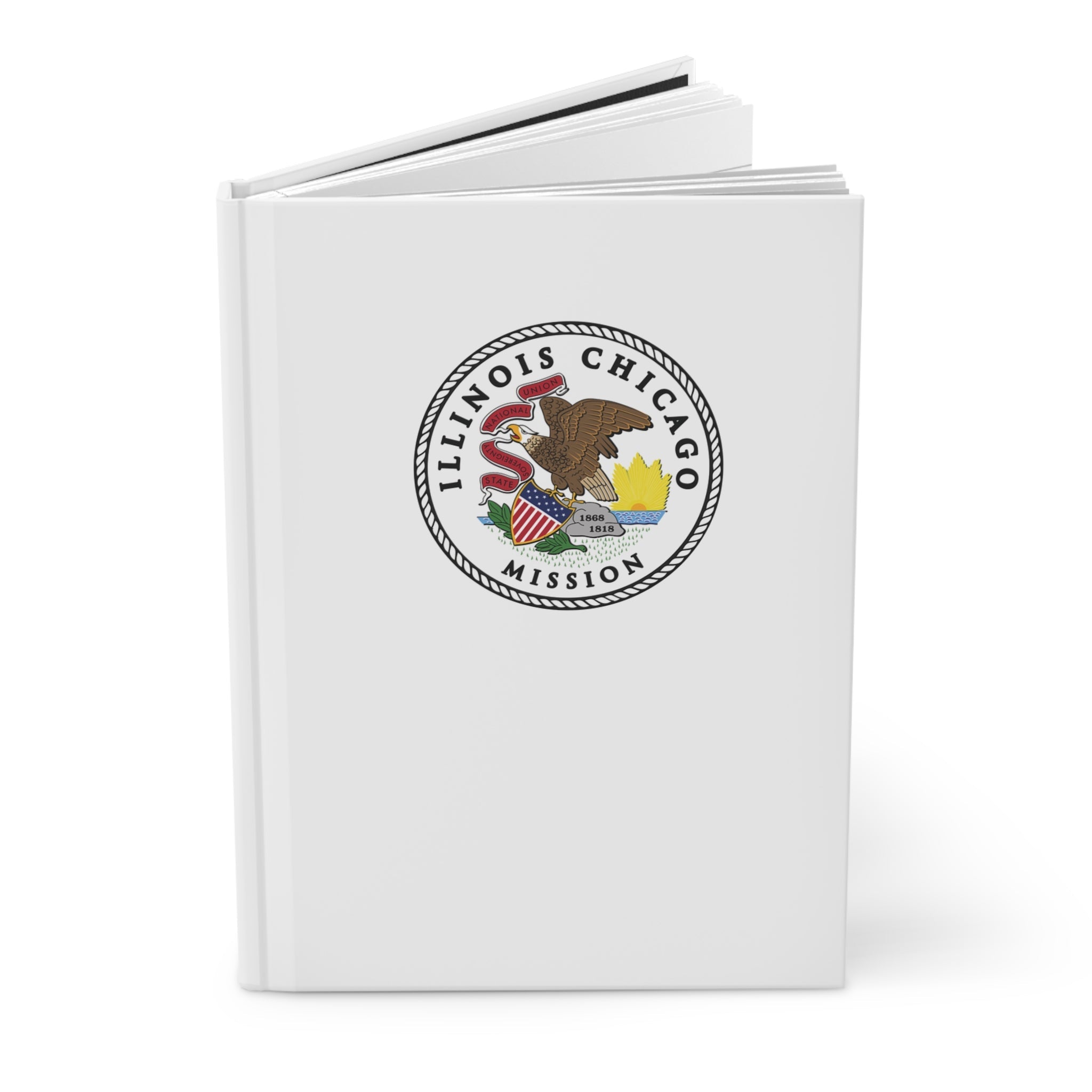 Illinois Chicago Mission Logo Design White Hardcover Journal Matte - Latter-Day Saint LDS Missionary Gift - Book of Mormon