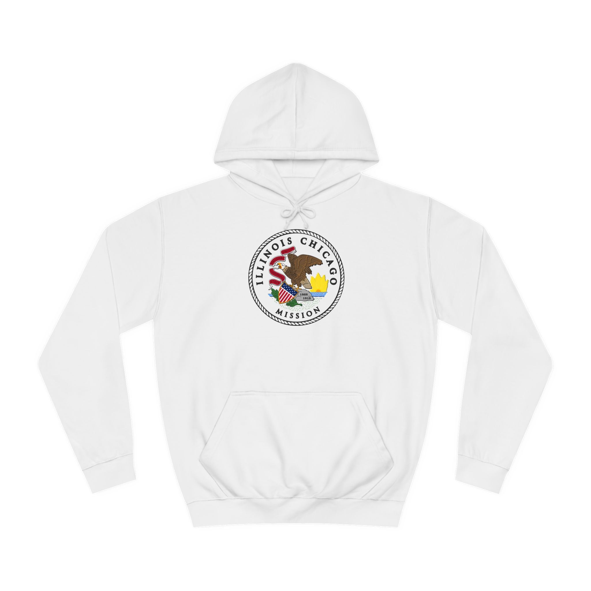 Illinois Chicago Mission State Flag Logo (White Border) College Hoodie - Mission Wishlist - LDS Missionary Gift Store
