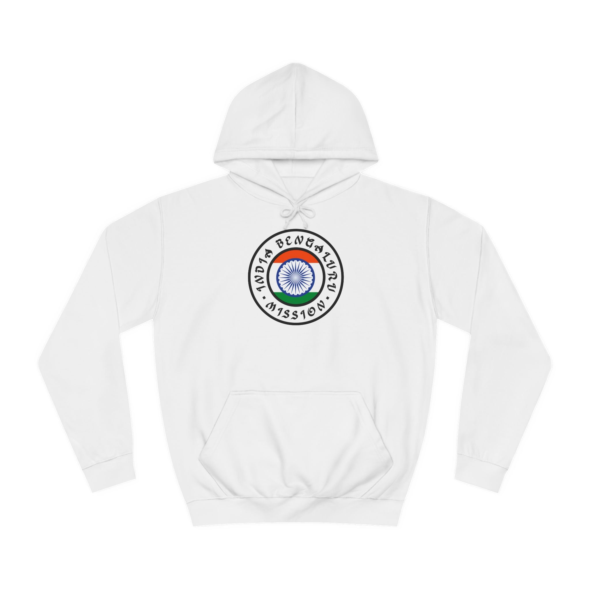 India Bengaluru Mission Flag Logo (White Border) College Hoodie - Latter-Day Saint LDS Missionary Gift - Book of Mormon