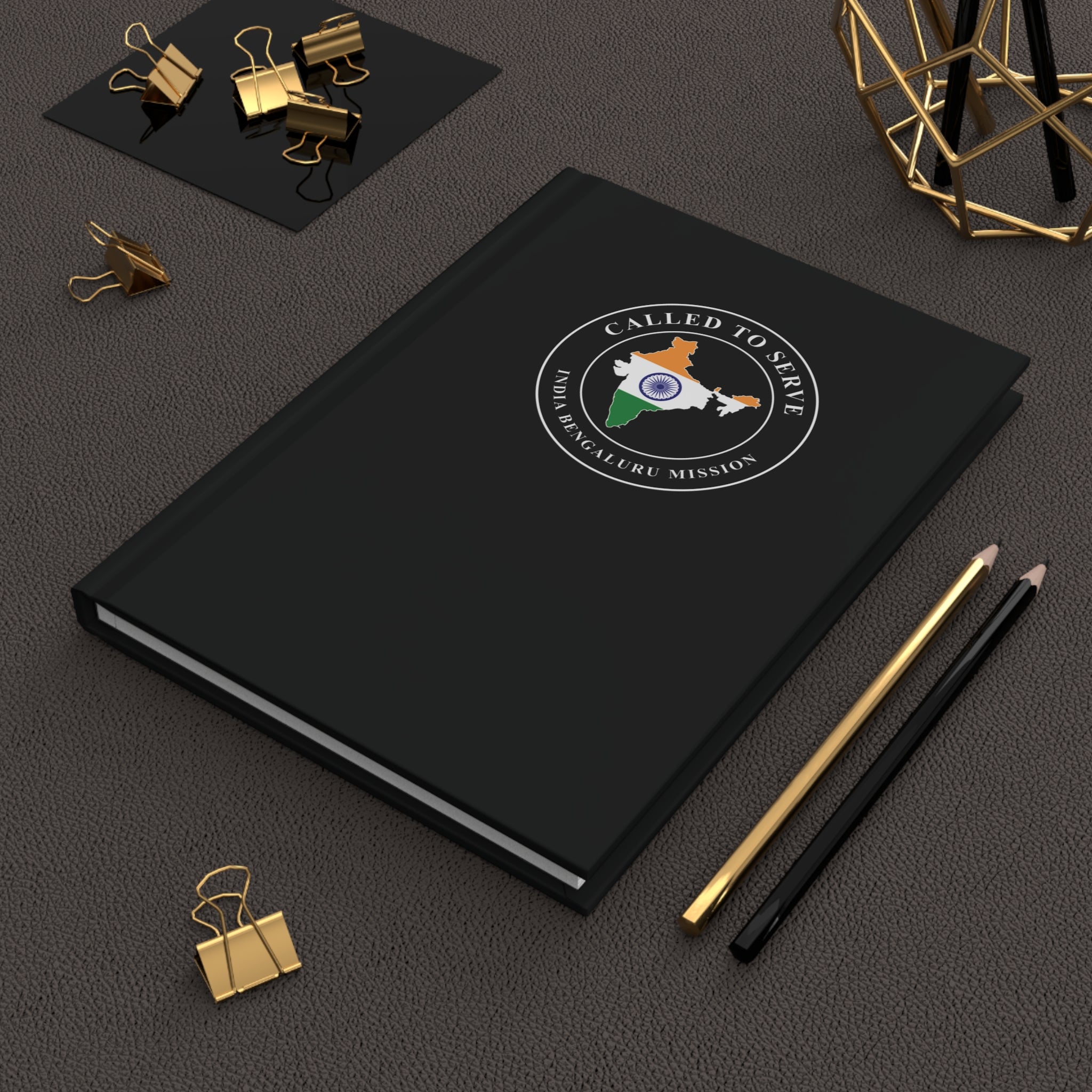 India Bengaluru Mission Flag Map Called to Serve Black Hardcover Journal Matte - Mission Wishlist - LDS Missionary Gift Store