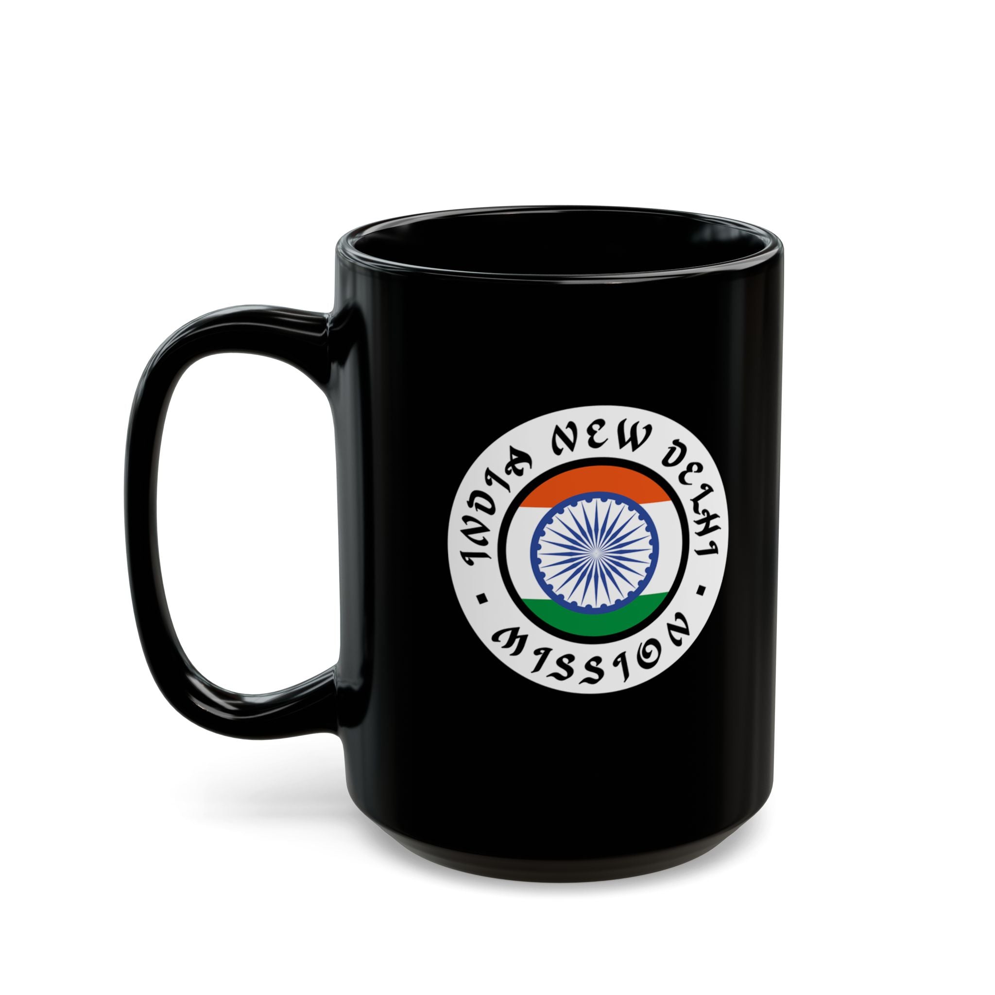 India New Delhi Mission Circular Flag Black Ceramic Mug - Latter-Day Saint LDS Missionary Gift - Book of Mormon