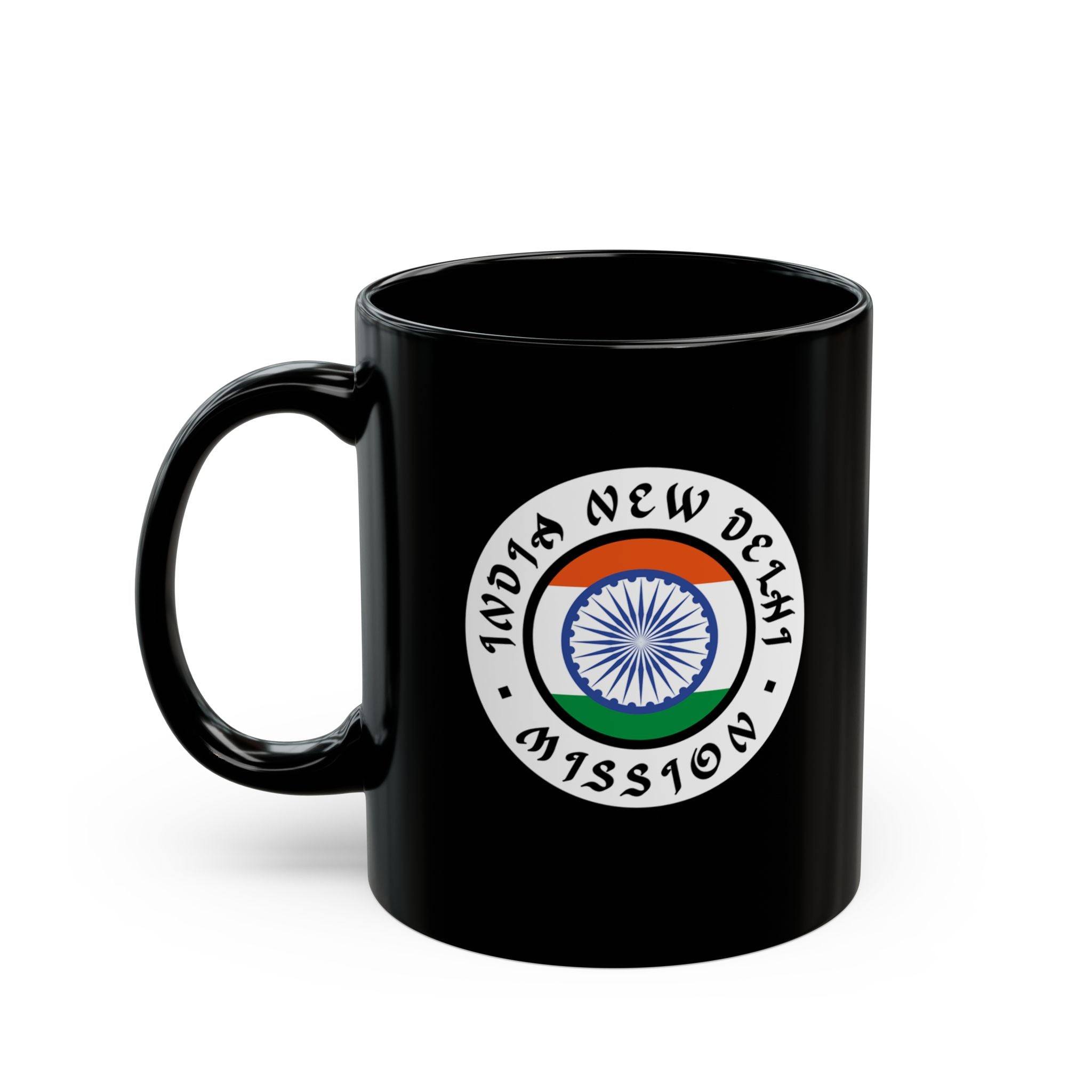 India New Delhi Mission Circular Flag Black Ceramic Mug - Latter-Day Saint LDS Missionary Gift - Book of Mormon