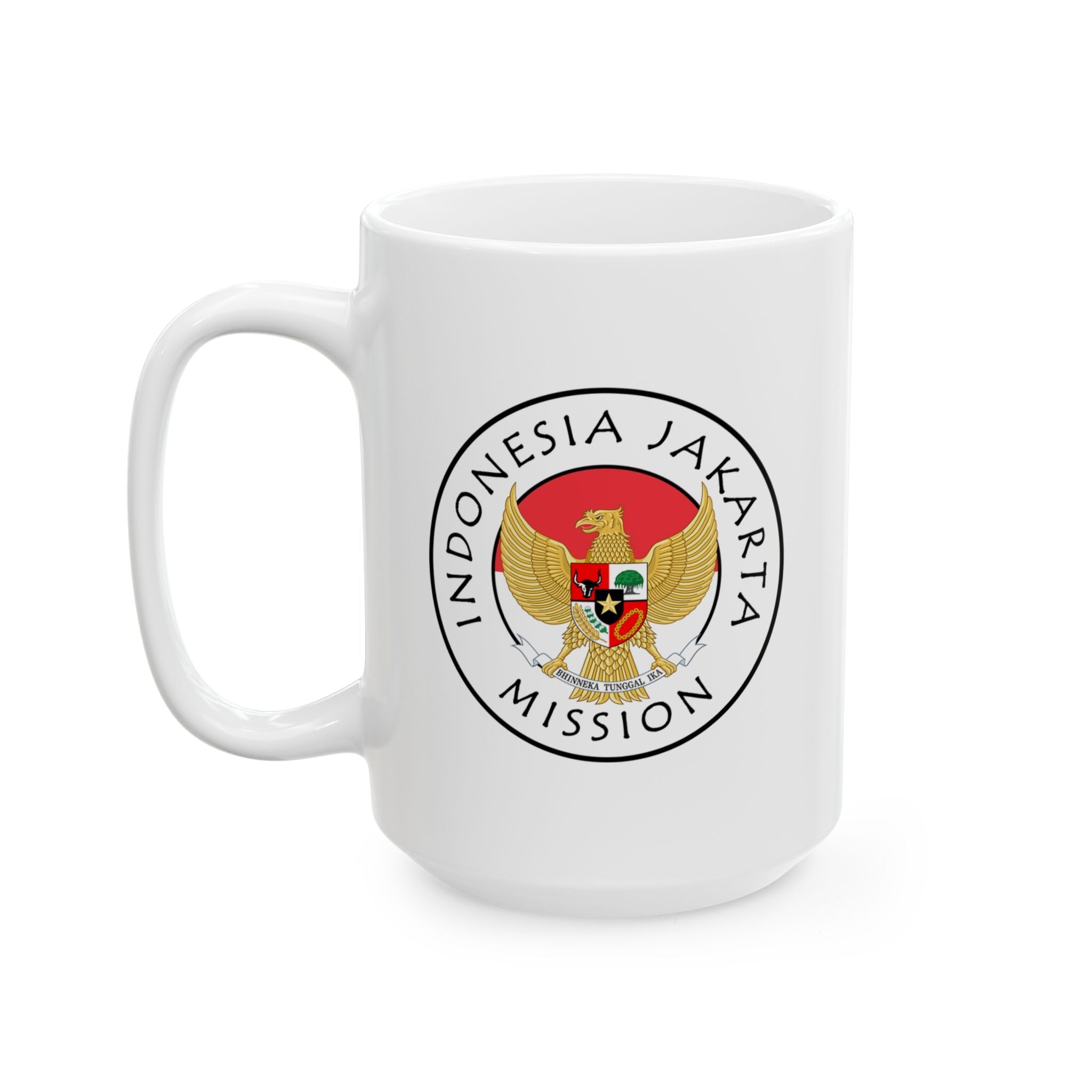 Indonesia Jakarta Mission Circular Flag White Ceramic Mug - Latter-Day Saint LDS Missionary Gift - Book of Mormon