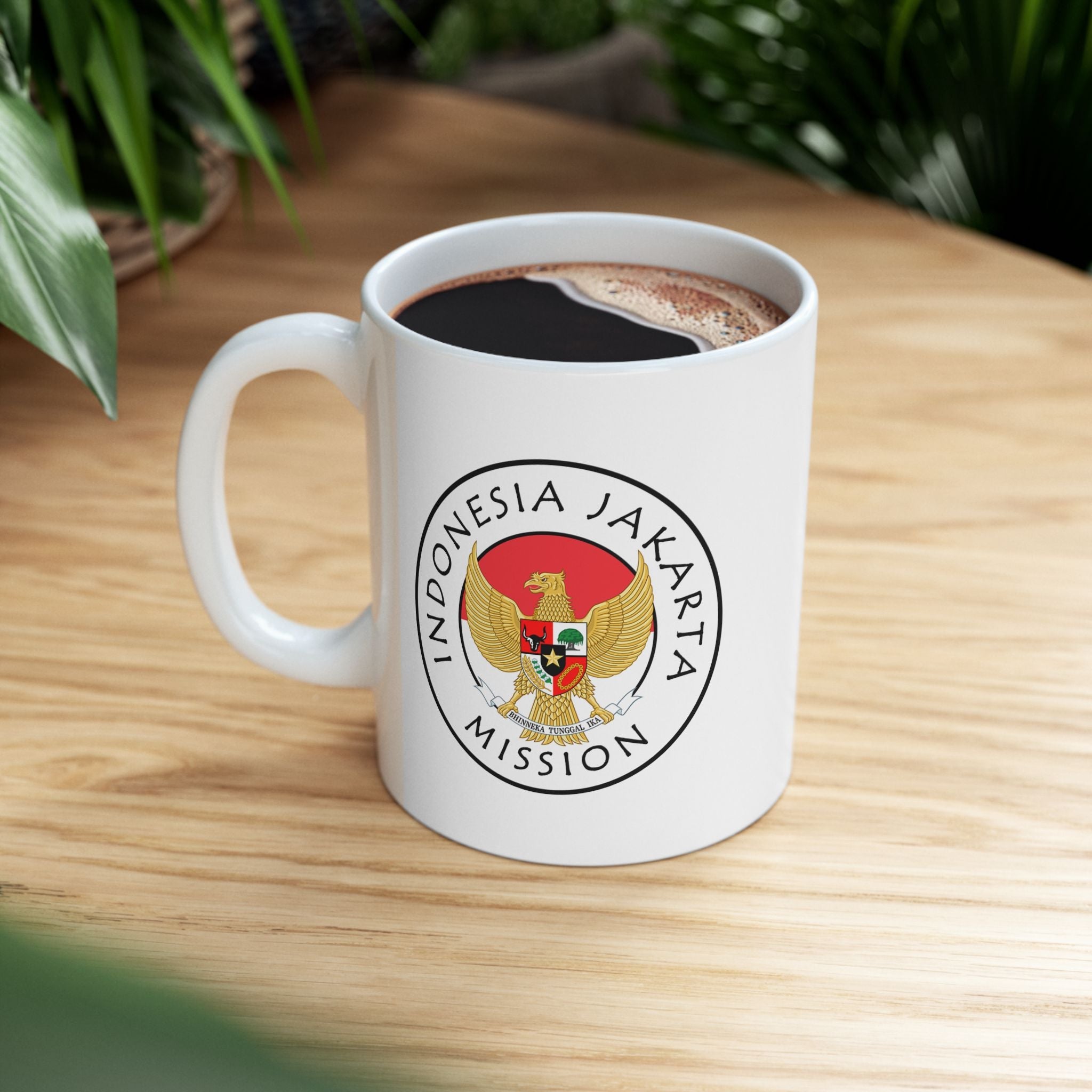 Indonesia Jakarta Mission Circular Flag White Ceramic Mug - Latter-Day Saint LDS Missionary Gift - Book of Mormon