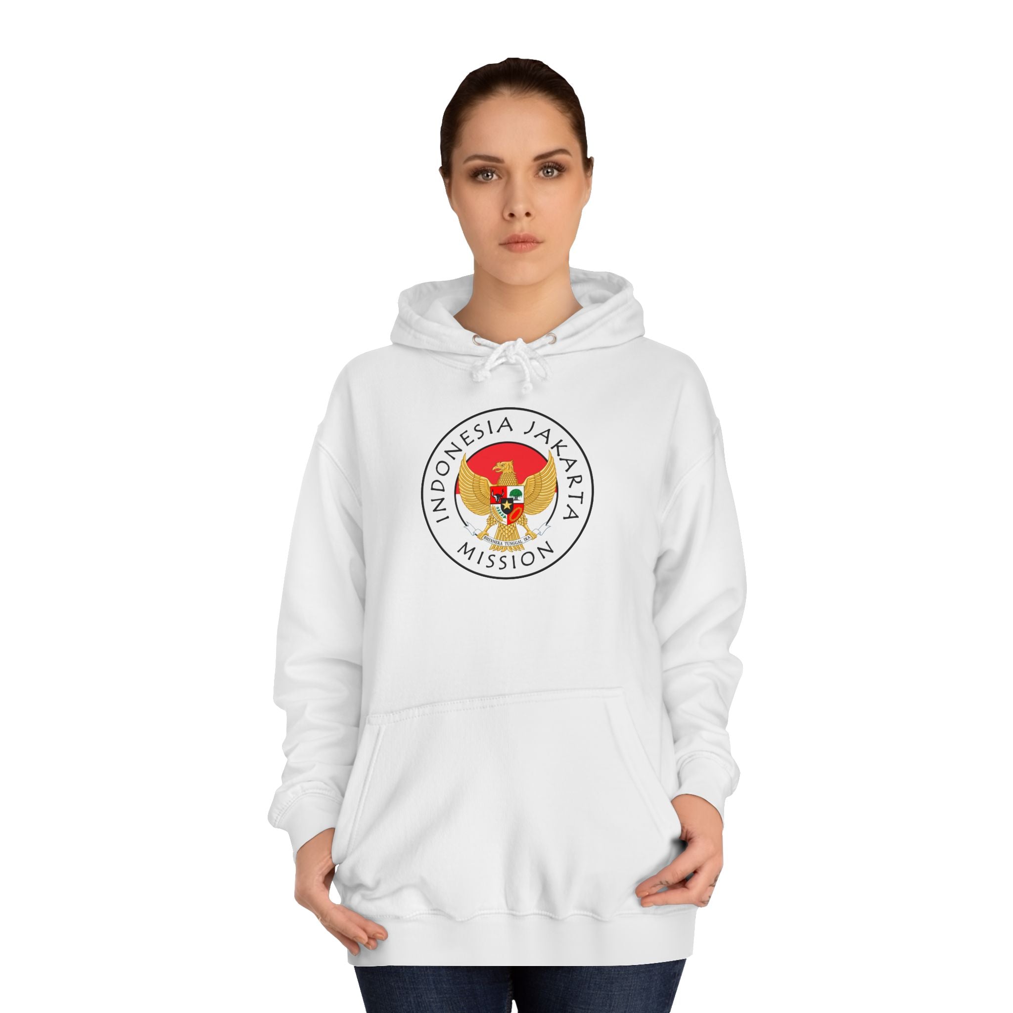 Indonesia Jakarta Mission Flag Logo (White Border) College Hoodie - Mission Wishlist - LDS Missionary Gift Store