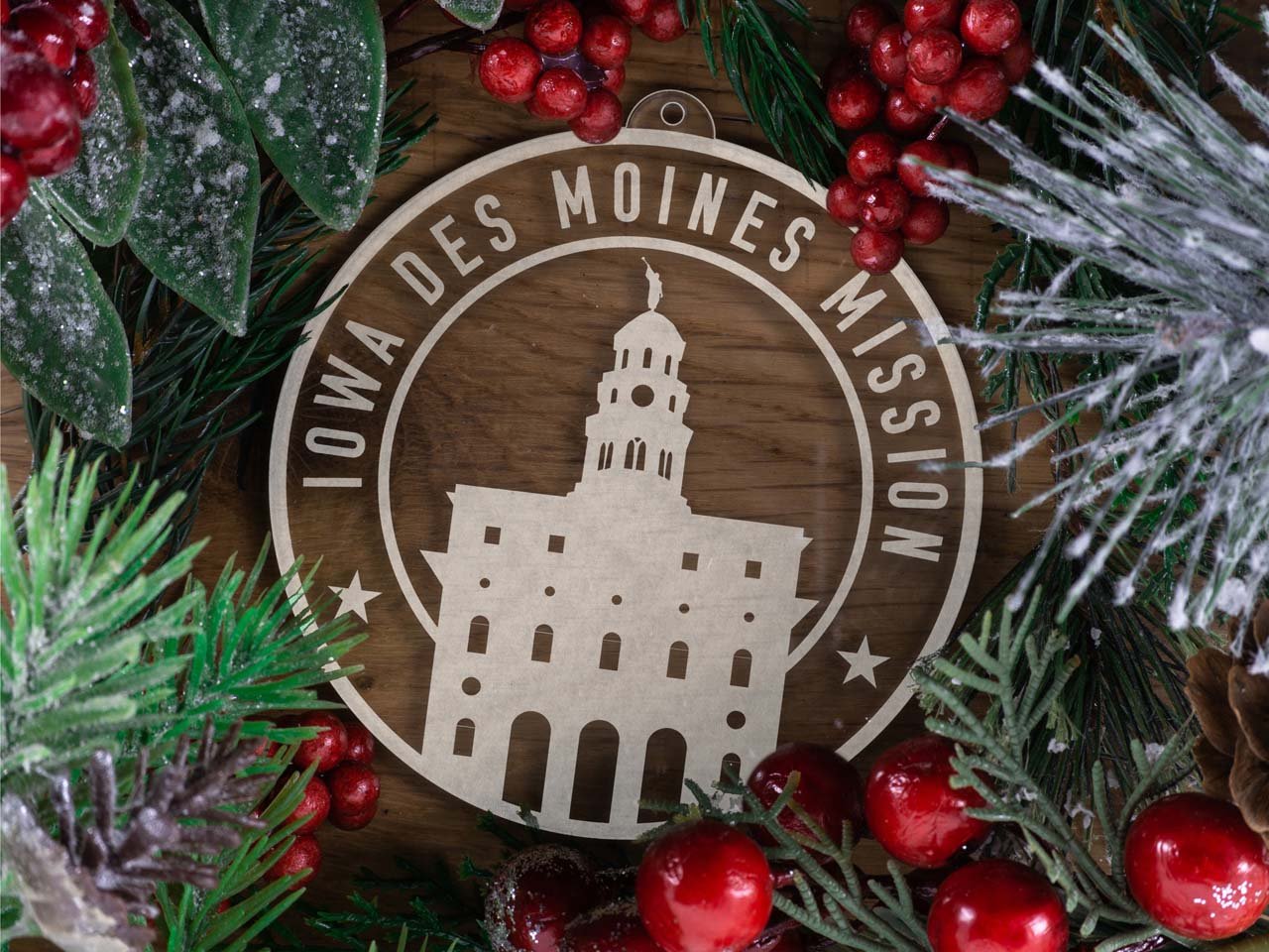 Iowa Des Moines Mission Christmas Ornament - Latter-Day Saint LDS Missionary Gift - Book of Mormon
