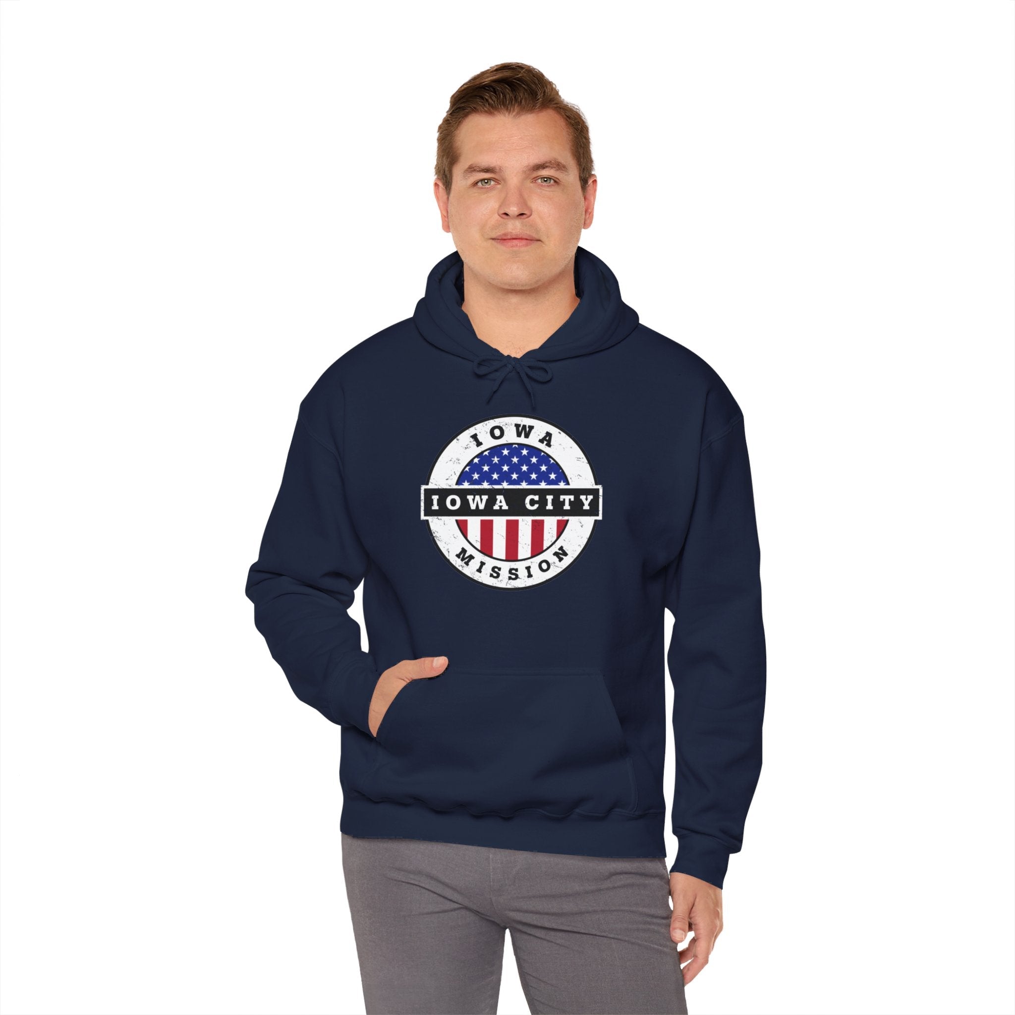 Iowa Iowa City Mission Circular USA Flag Hoodie - Mission Wishlist - LDS Missionary Gift Store