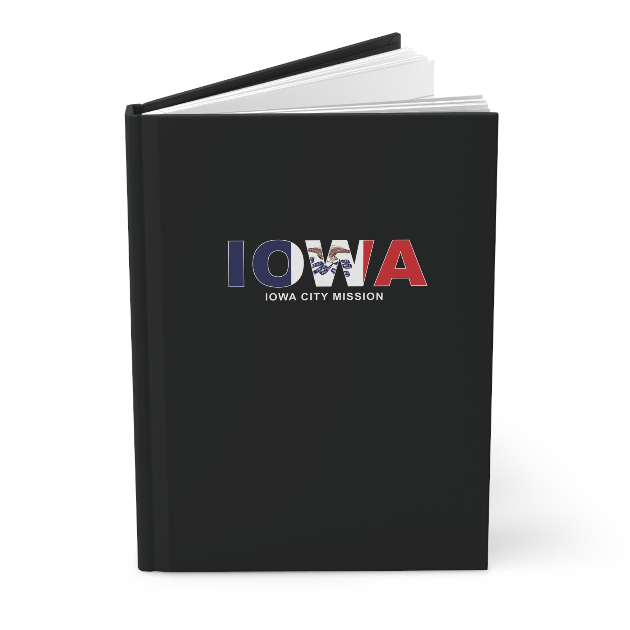 Iowa Iowa City Mission Flag Title Black Hardcover Journal Matte - Mission Wishlist - LDS Missionary Gift Store