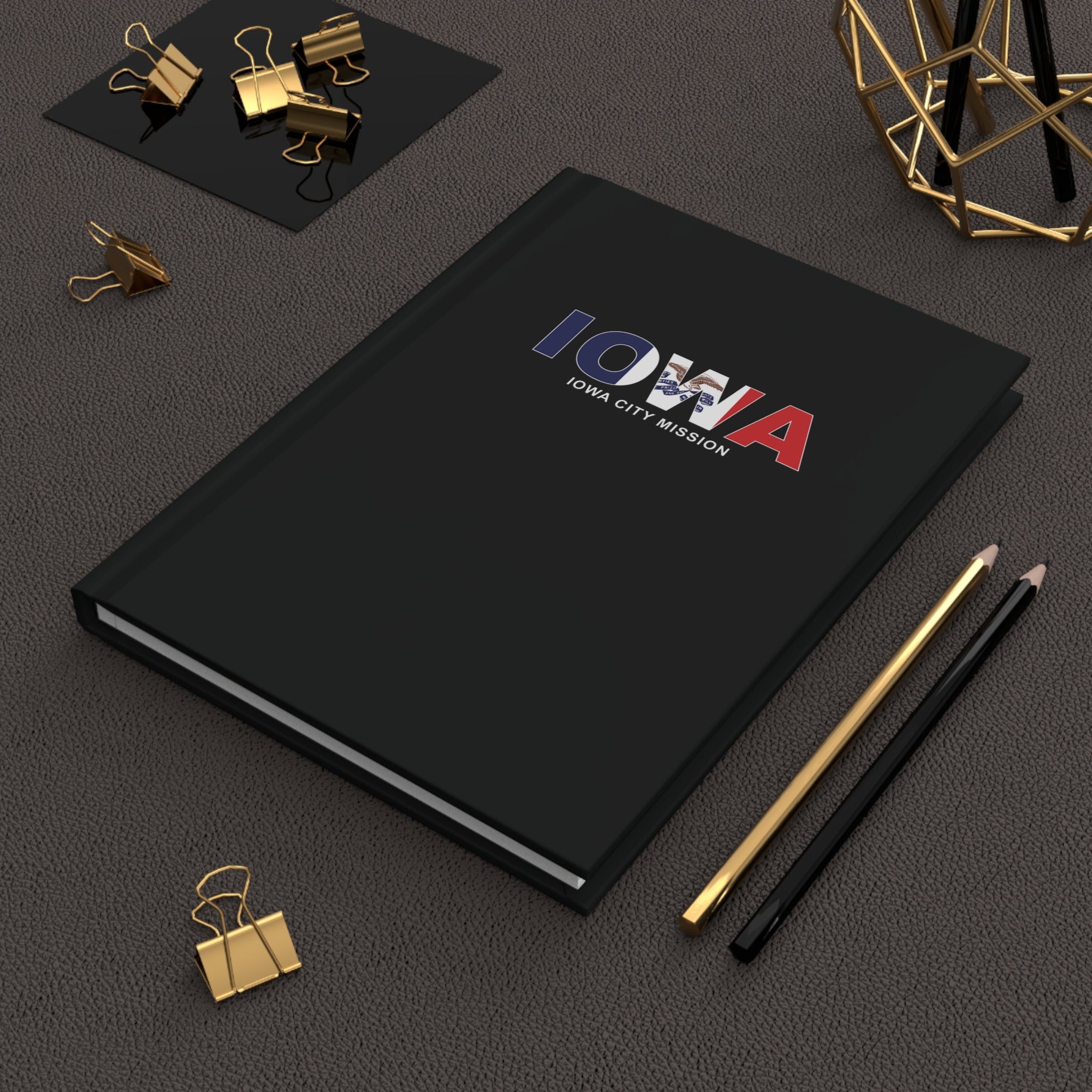 Iowa Iowa City Mission Flag Title Black Hardcover Journal Matte - Mission Wishlist - LDS Missionary Gift Store