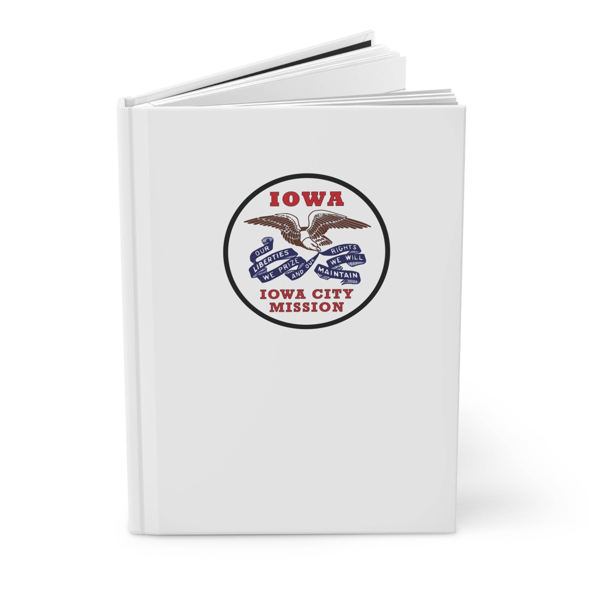 Iowa Iowa City Mission Logo Design White Hardcover Journal Matte - Mission Wishlist - LDS Missionary Gift Store