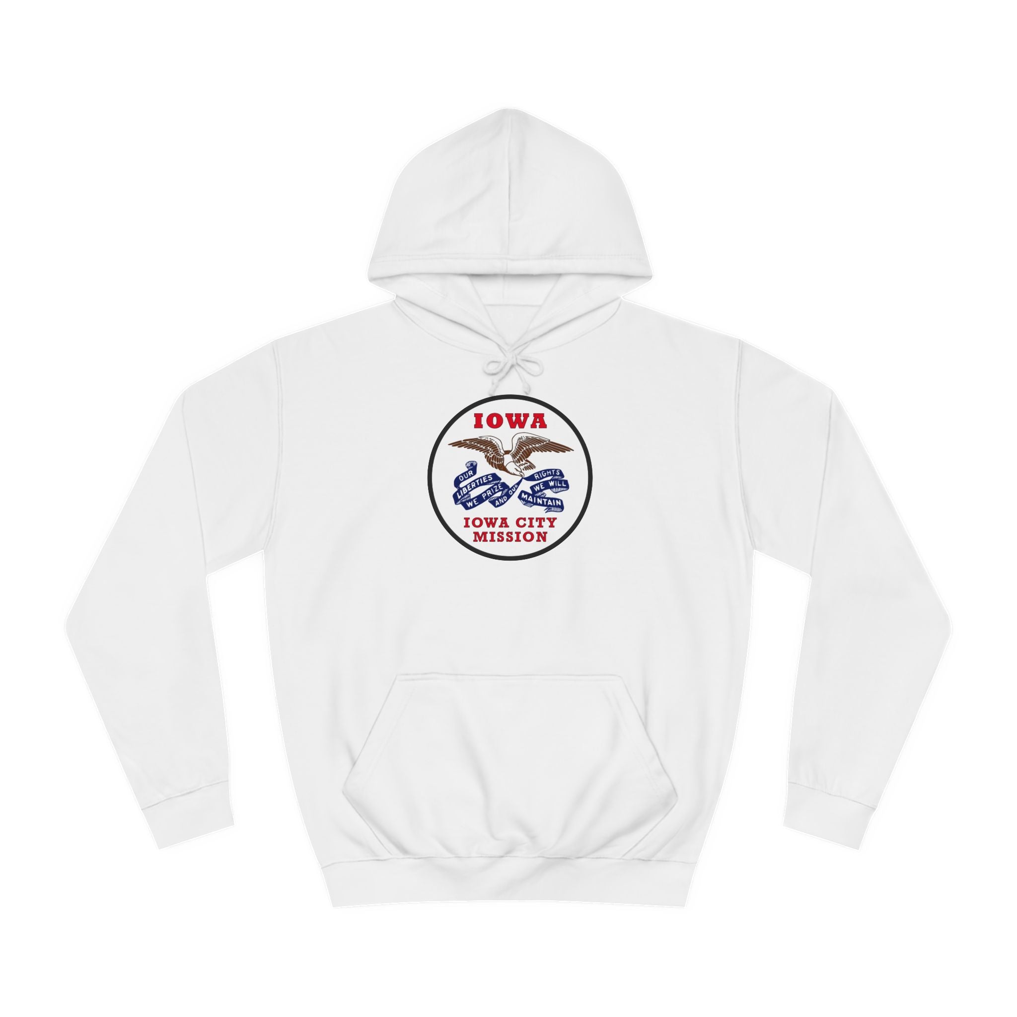 Iowa Iowa City Mission State Flag Logo (White Border) College Hoodie - Mission Wishlist - LDS Missionary Gift Store