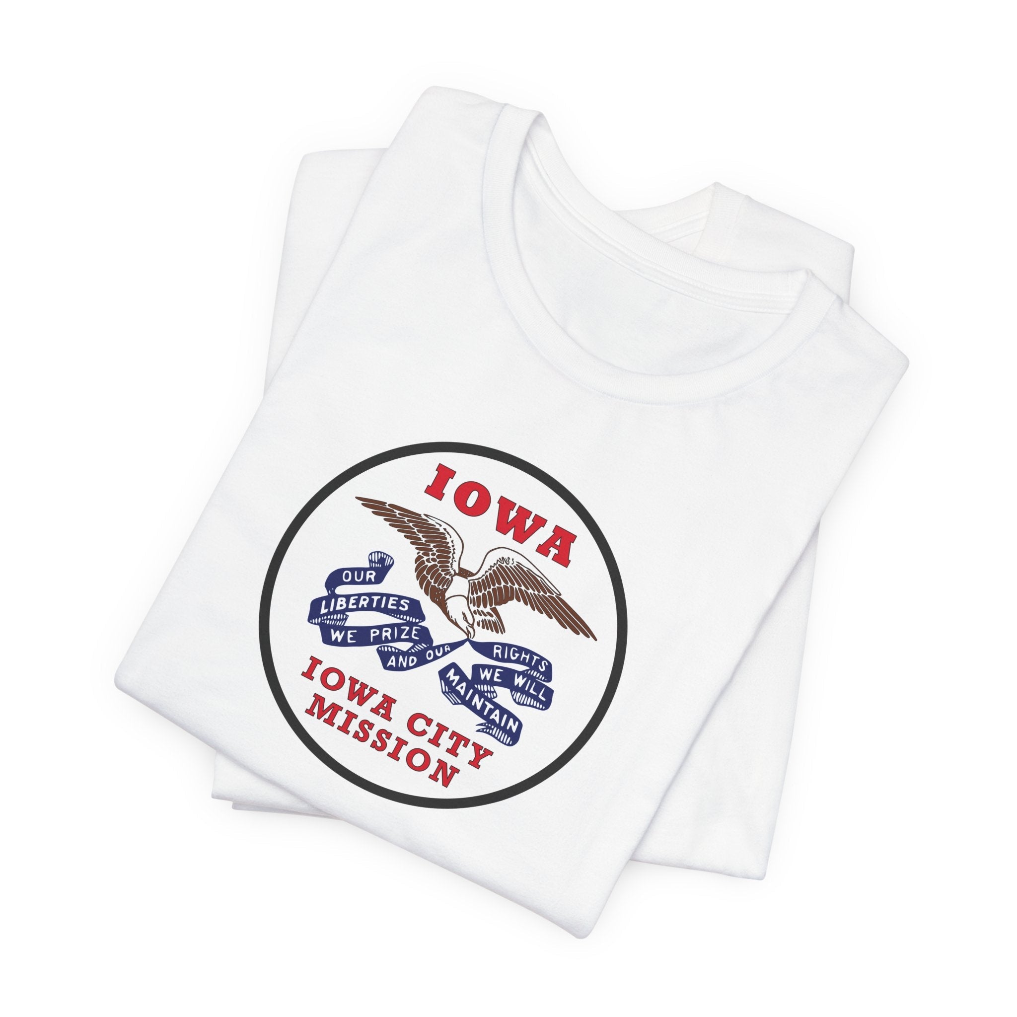 Iowa Iowa City Mission State Flag Logo (White Border) T-shirt - Mission Wishlist - LDS Missionary Gift Store
