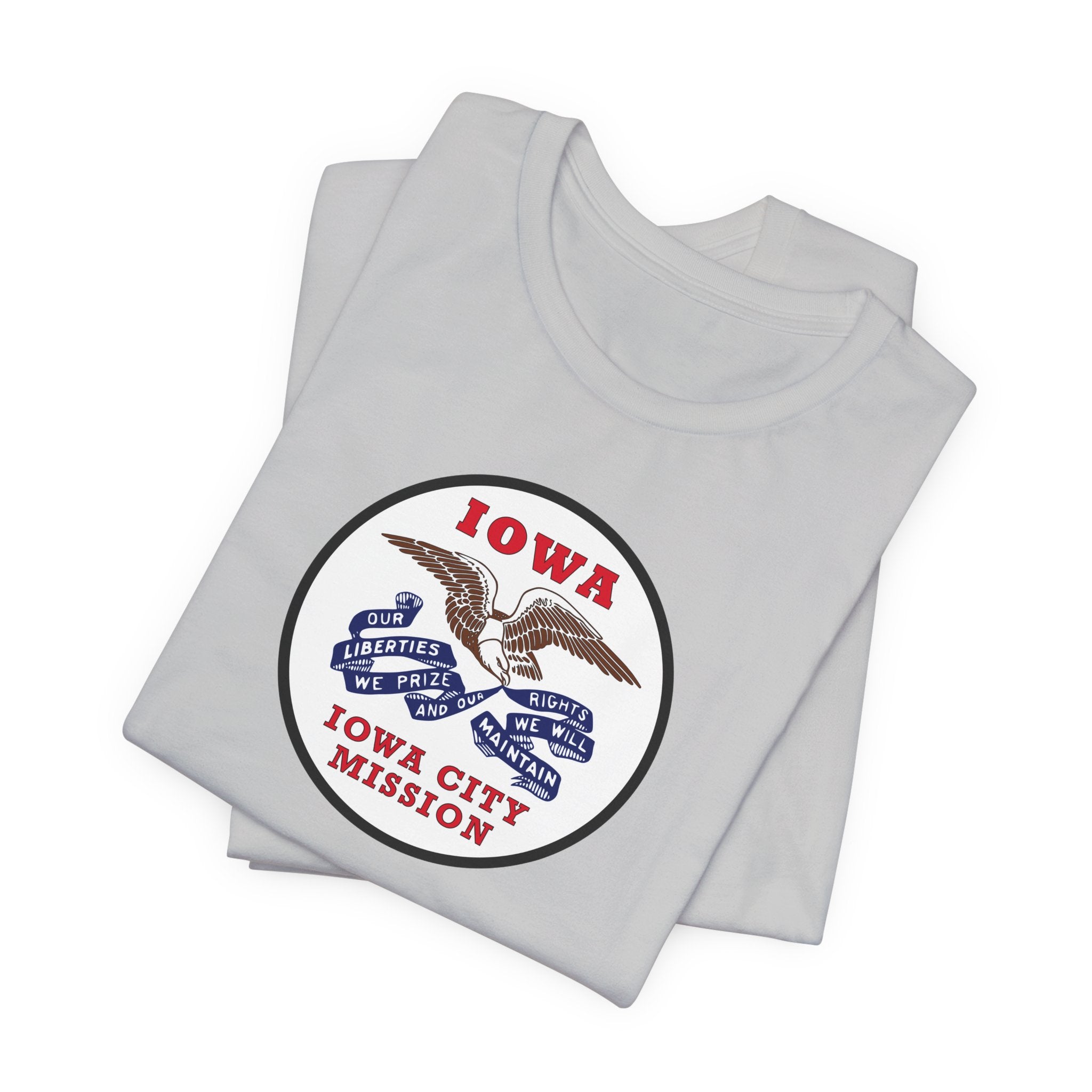 Iowa Iowa City Mission State Flag Logo (White Border) T-shirt - Mission Wishlist - LDS Missionary Gift Store