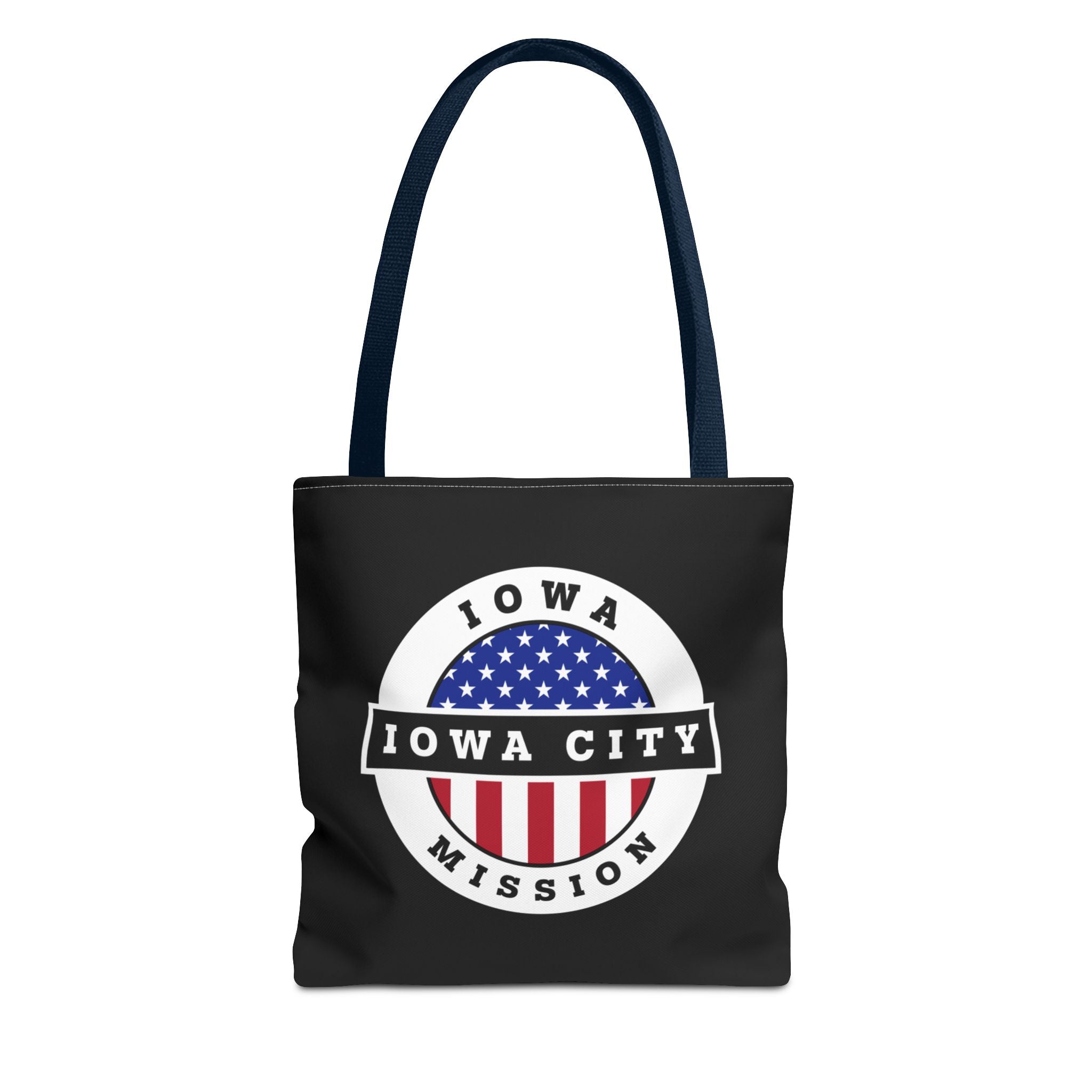 Iowa Iowa City Mission USA Flag Logo Tote Bag Black - Mission Wishlist - LDS Missionary Gift Store